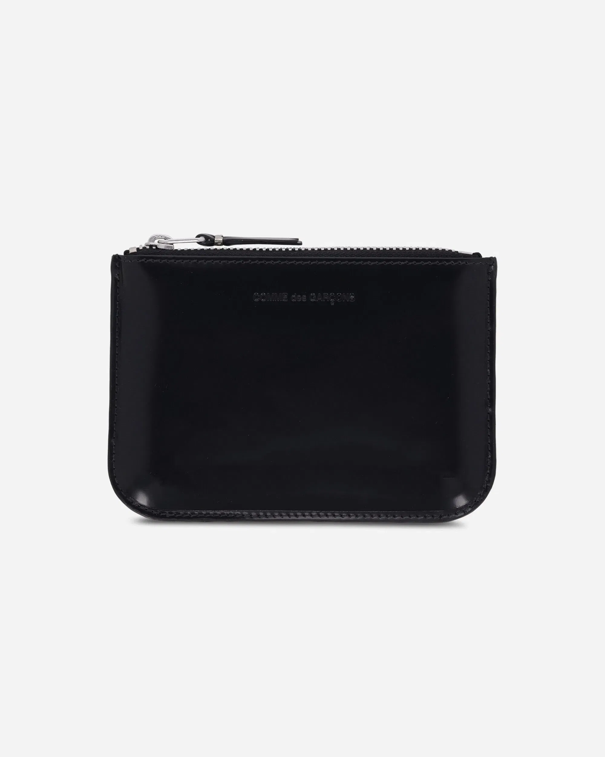Comme Des Garçons Wallet Mirror Inside Zip Pouch Black / Silver