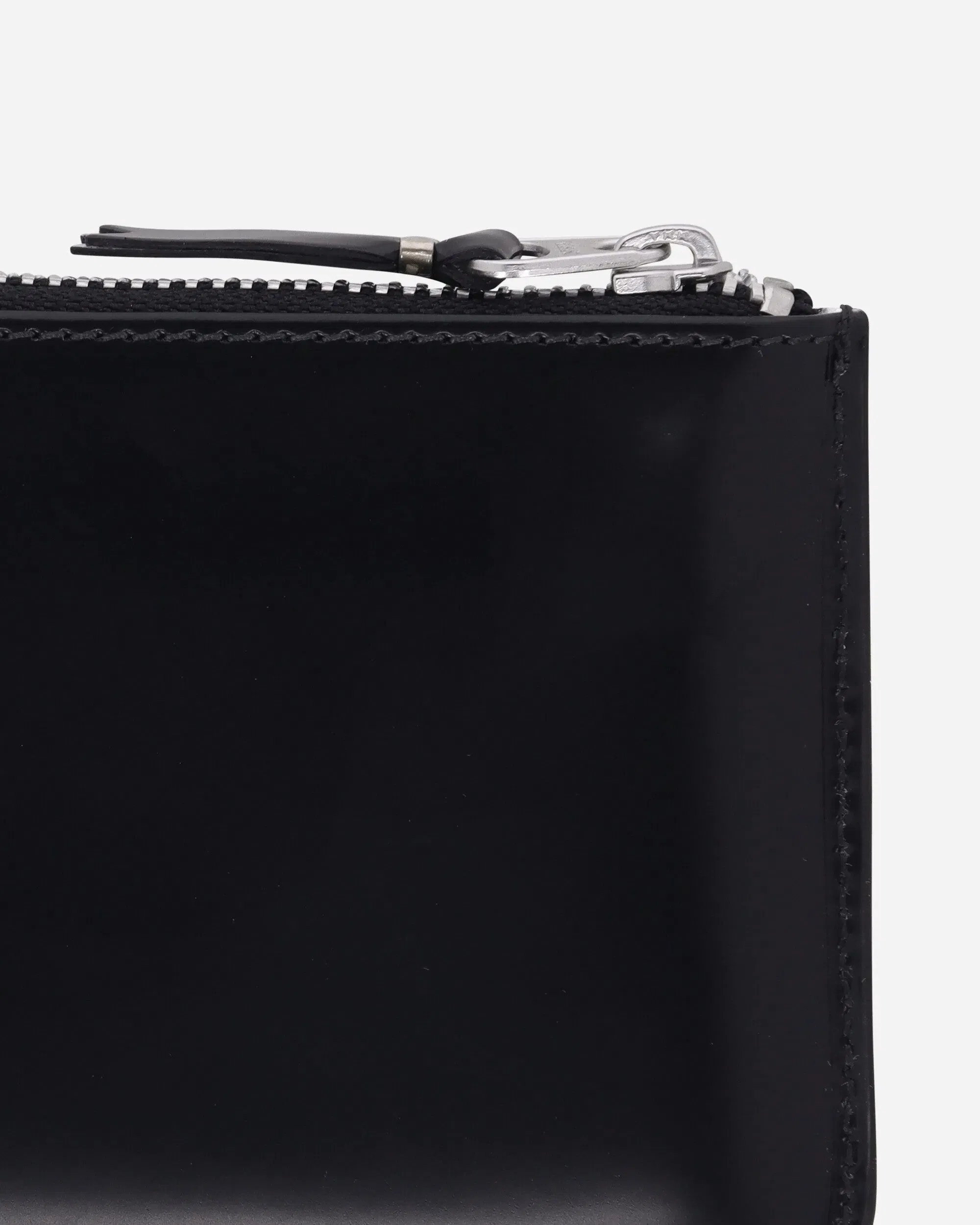 Comme Des Garçons Wallet Mirror Inside Zip Pouch Black / Silver