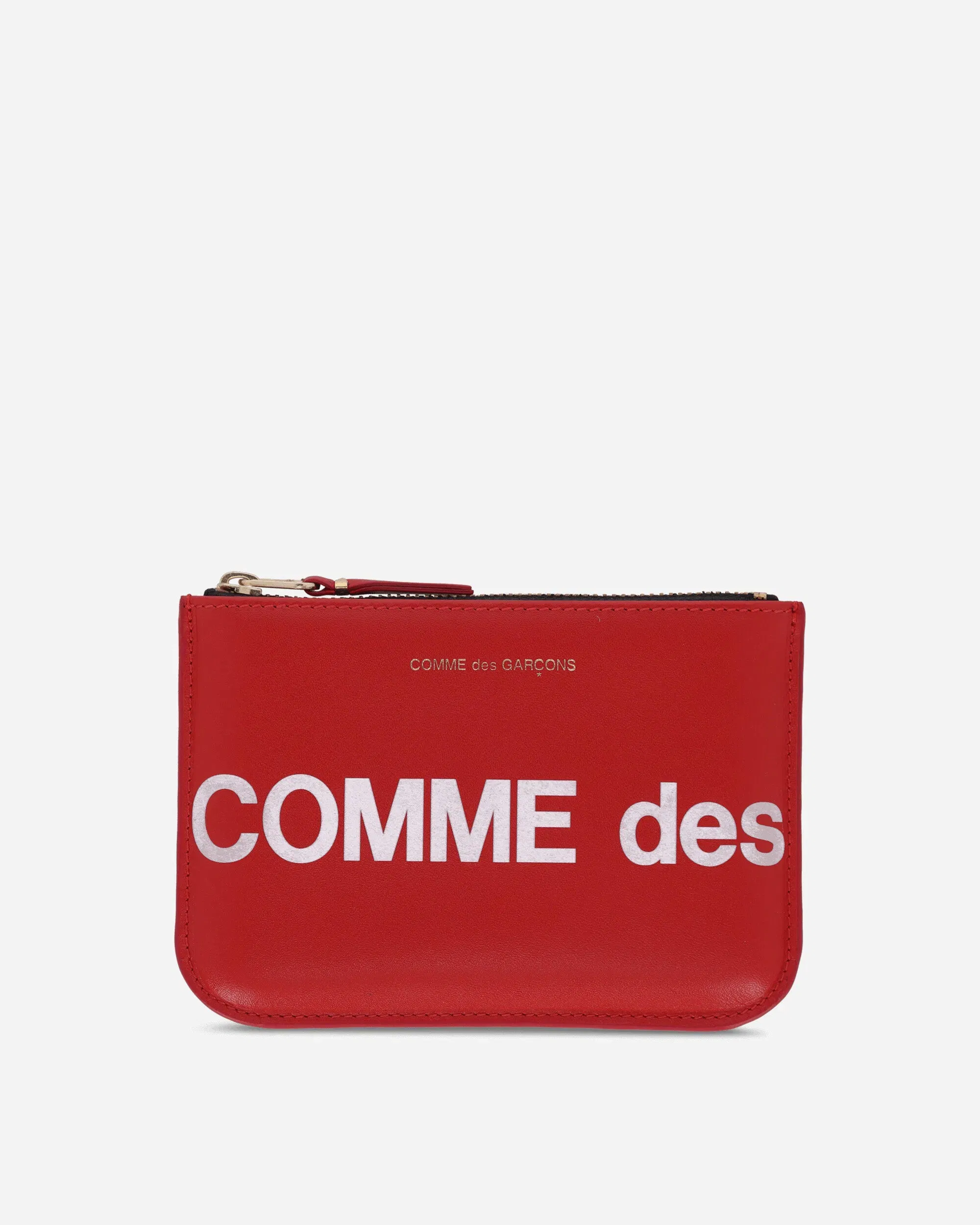 Comme Des Garçons Wallet Huge Logo Zip Pouch Red