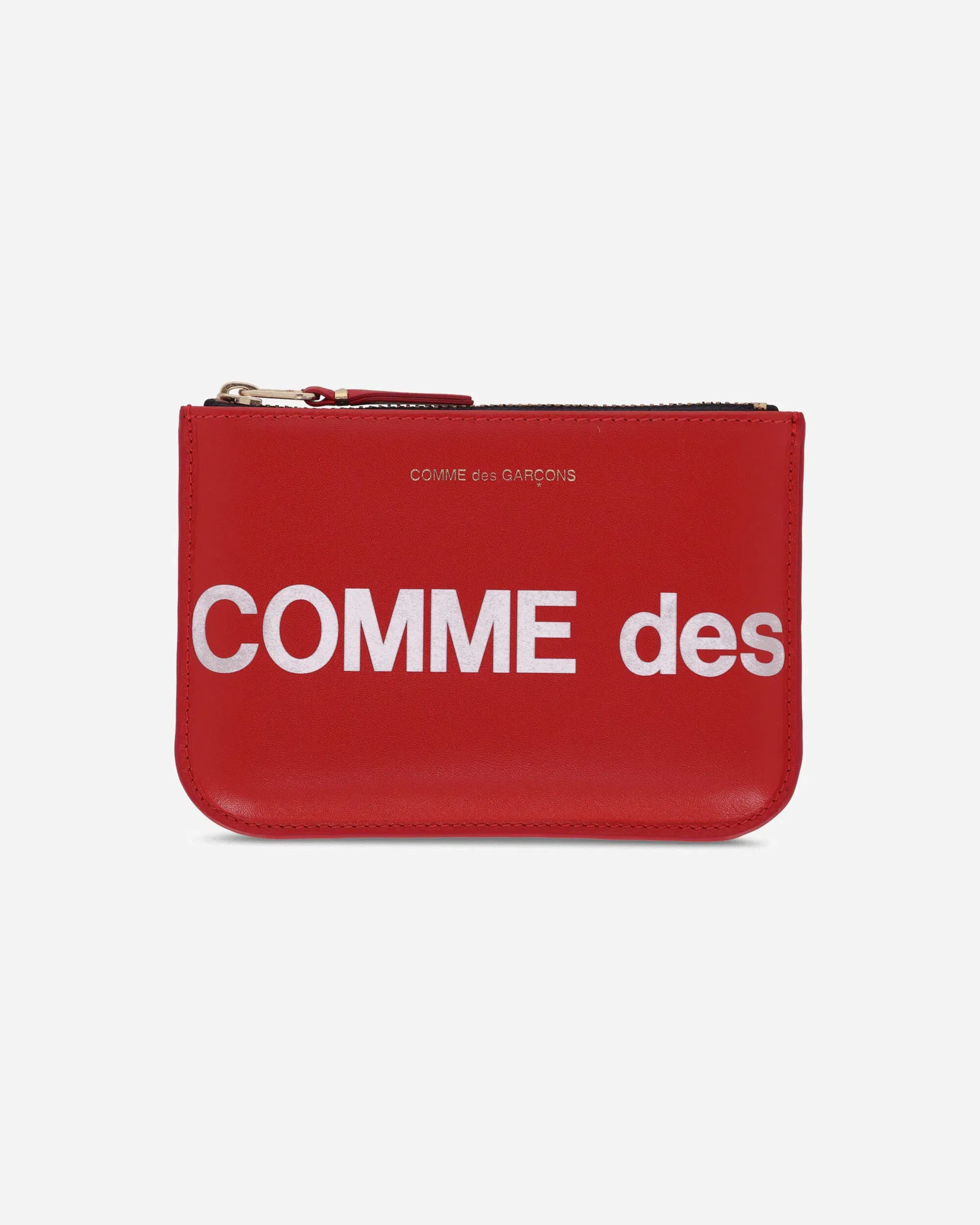 Comme Des Garçons Wallet Huge Logo Zip Pouch Red