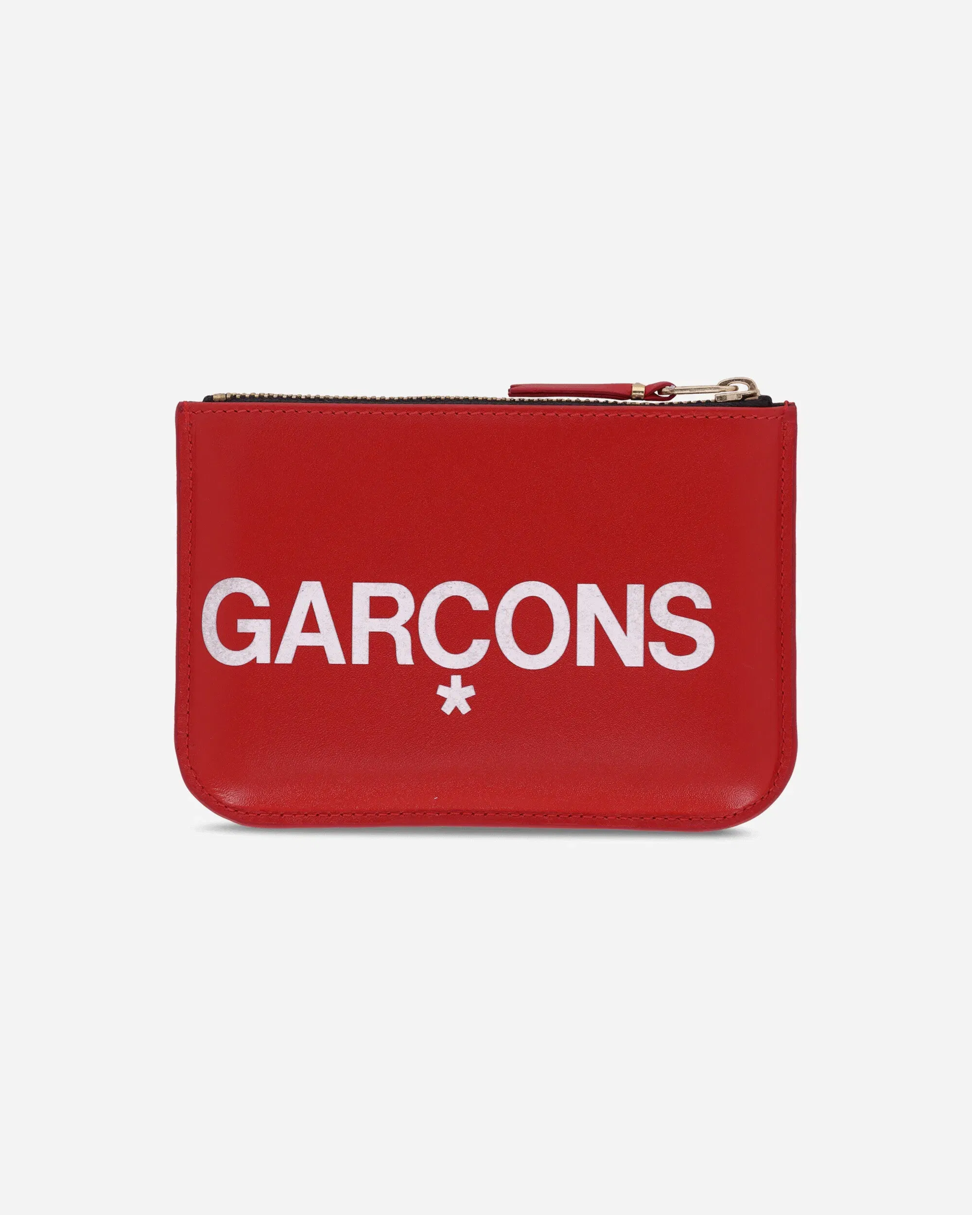 Comme Des Garçons Wallet Huge Logo Zip Pouch Red