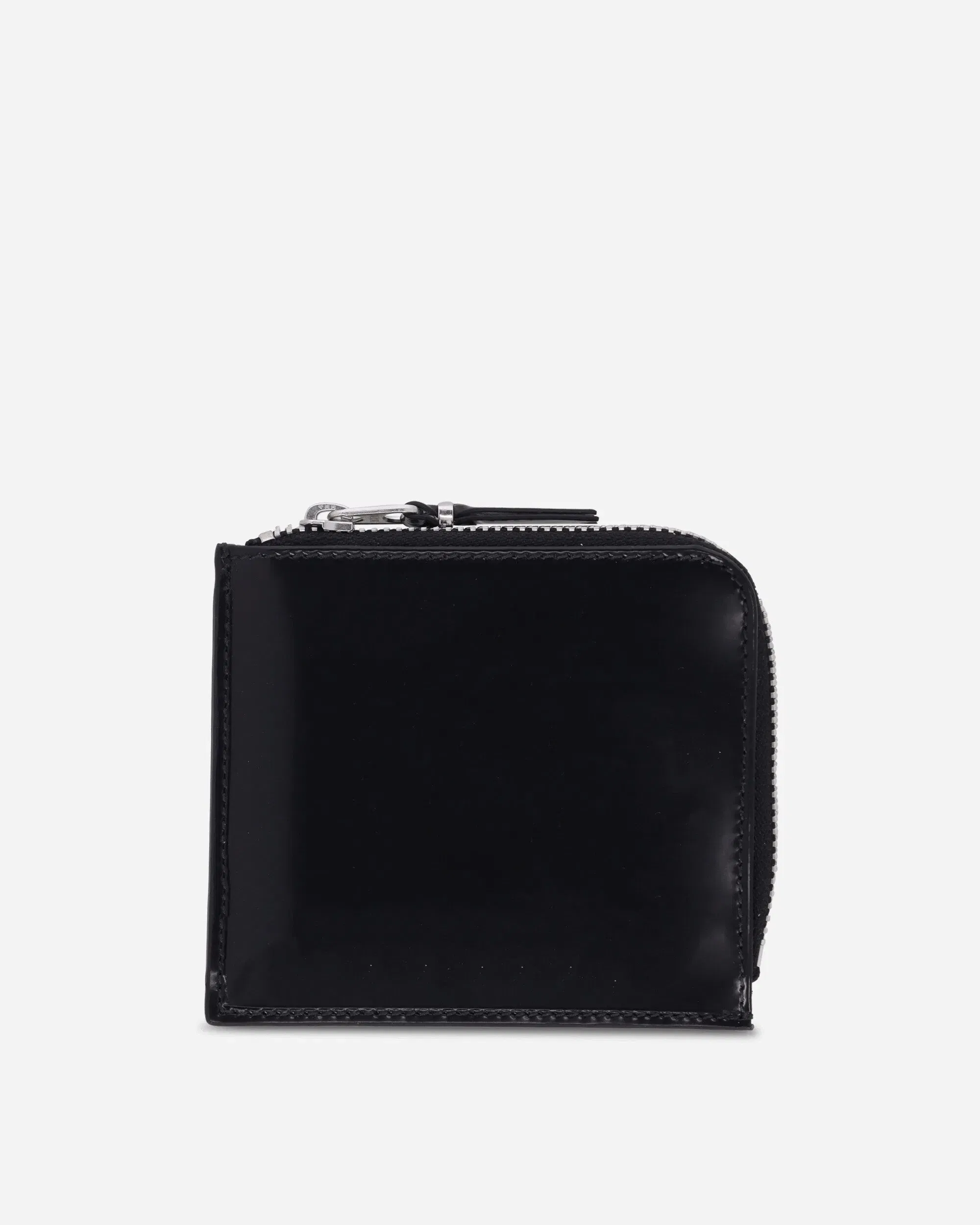 Comme Des Garçons Wallet Mirror Inside Zip Around Wallet Black / Silver