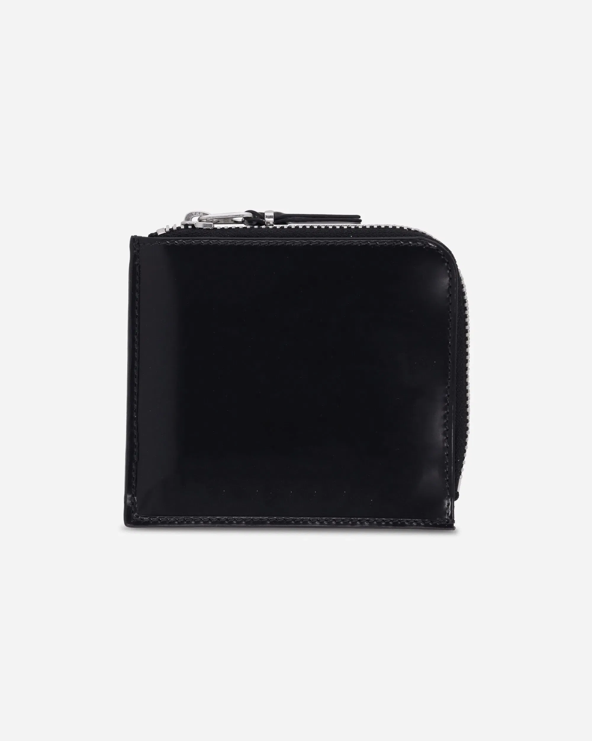 Comme Des Garçons Wallet Mirror Inside Zip Around Wallet Black / Silver