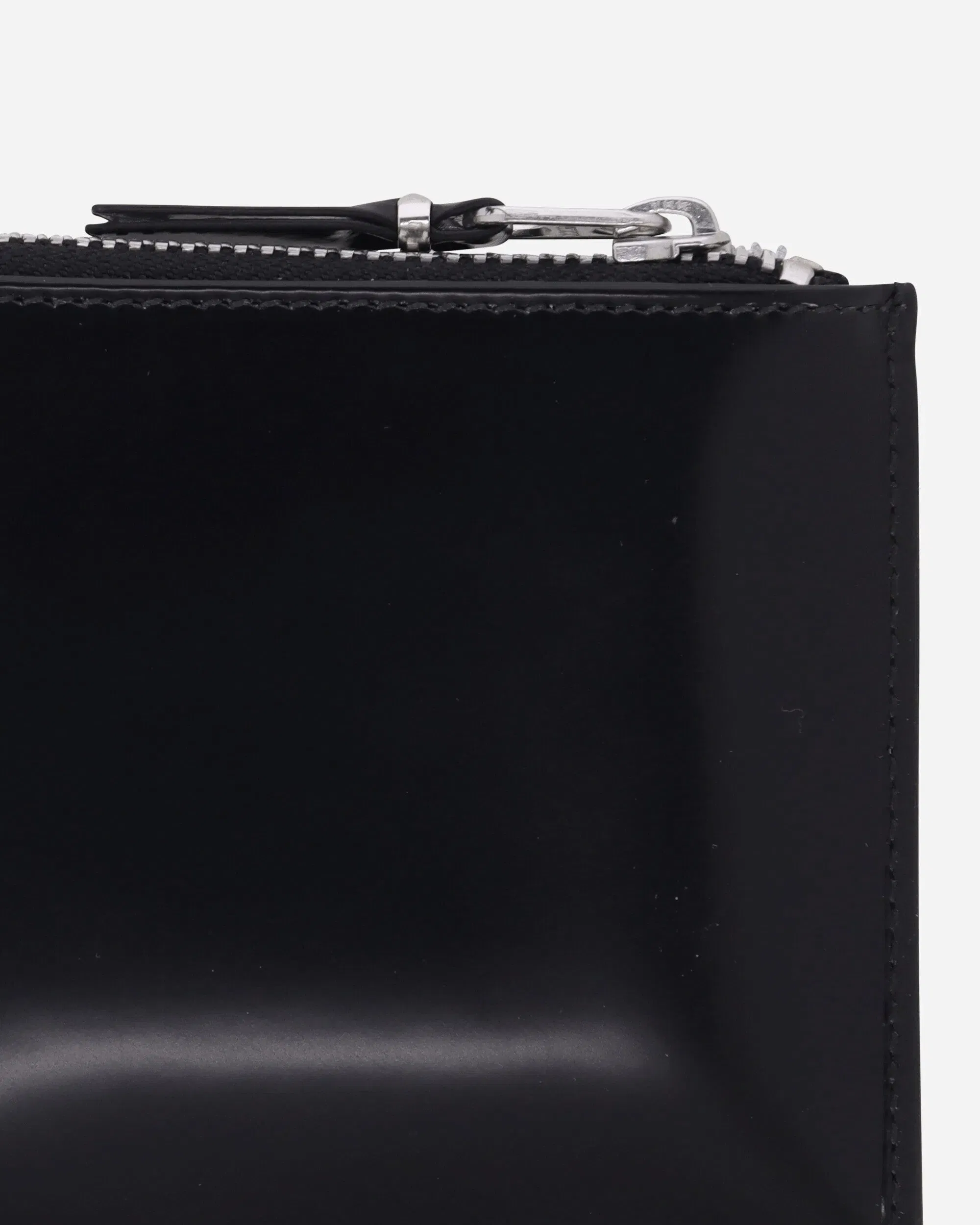 Comme Des Garçons Wallet Mirror Inside Zip Around Wallet Black / Silver