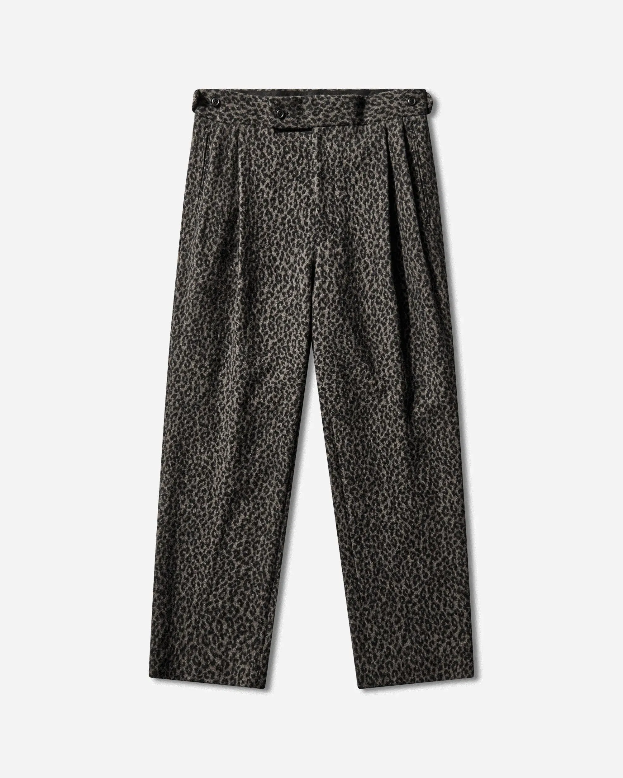 Needles Men's Leopard Jacquard Side Tab Tucked Trousers Charcoal