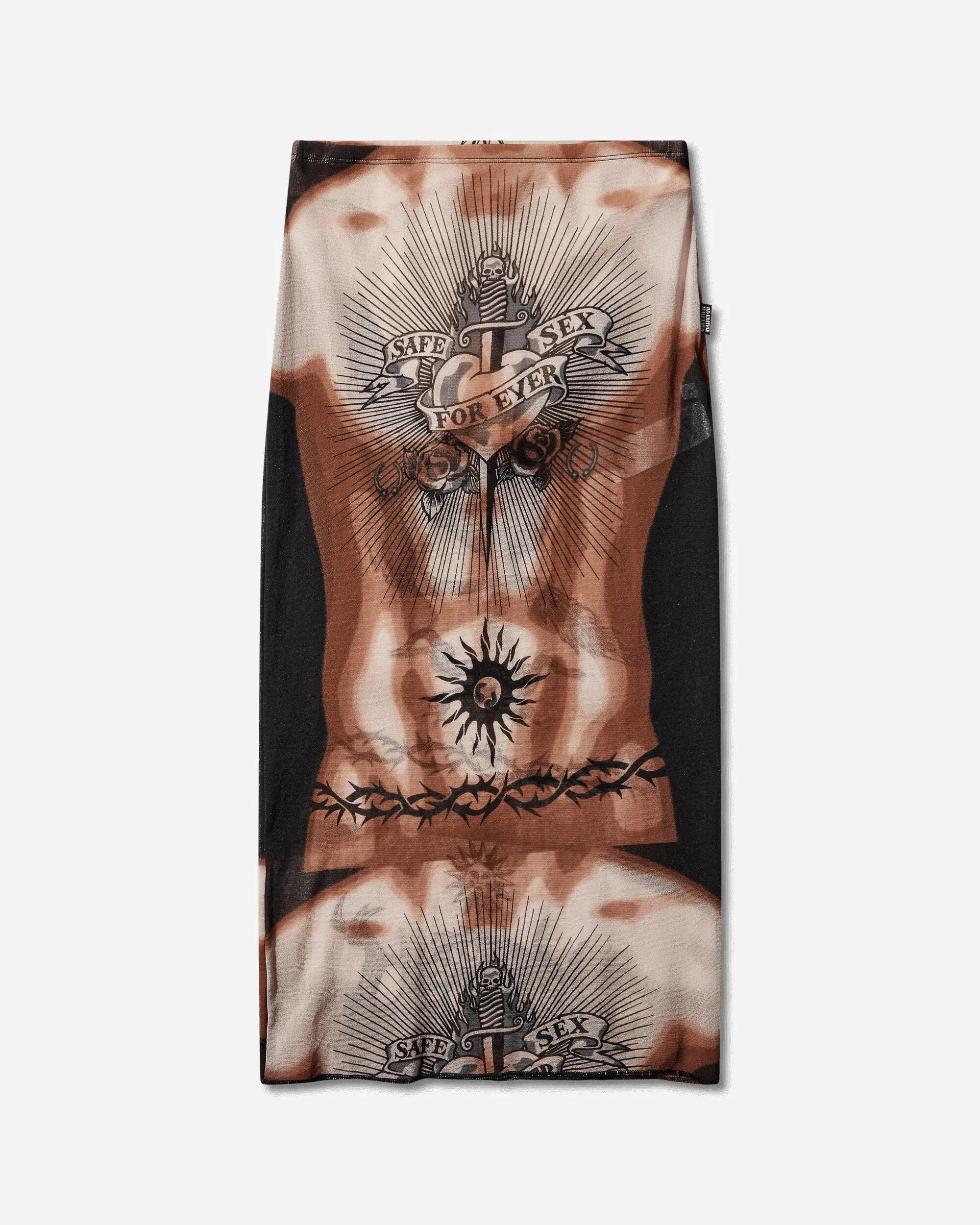 Jean Paul Gaultier Women's Re-Edition Safe Sex Tattoo Long Skirt Black