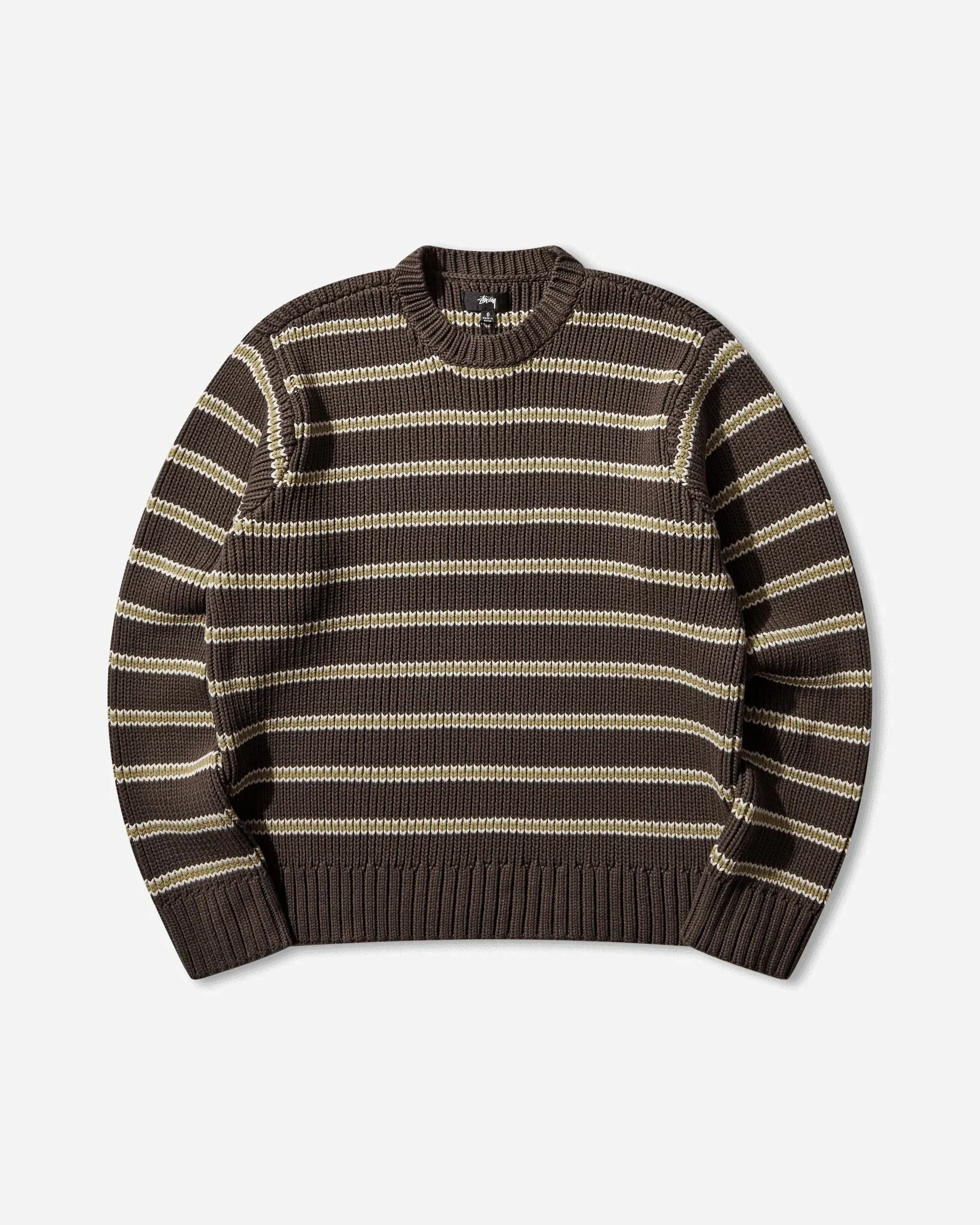Stussy Stripe Crewneck Sweater Forest