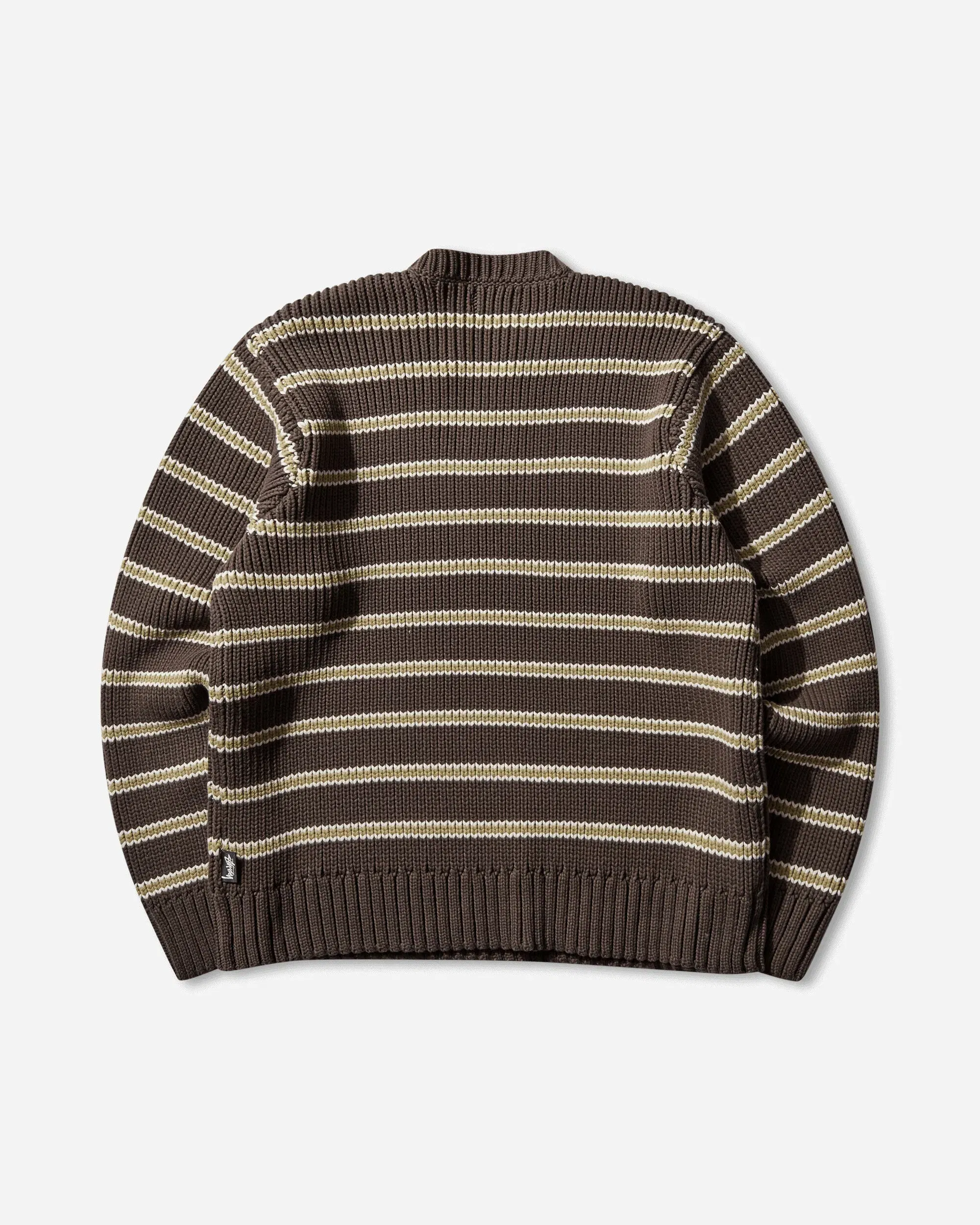 Stussy Stripe Crewneck Sweater Forest