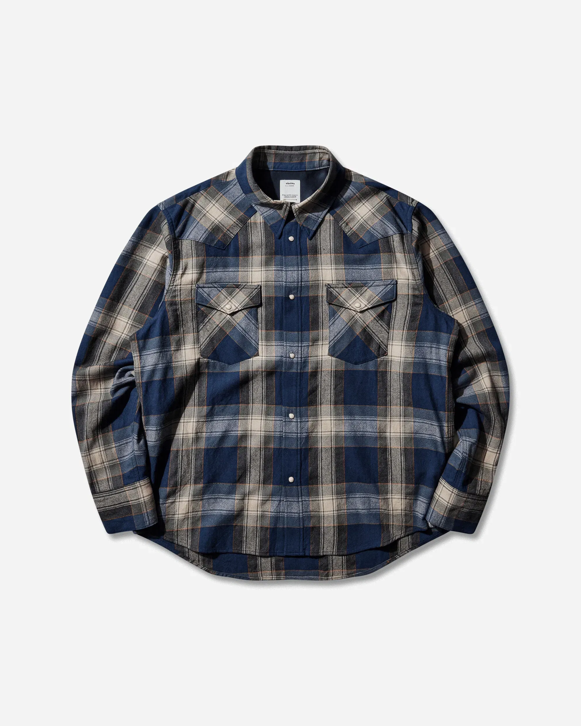 visvim Men's Four Corners Longsleeve Shirt Blue