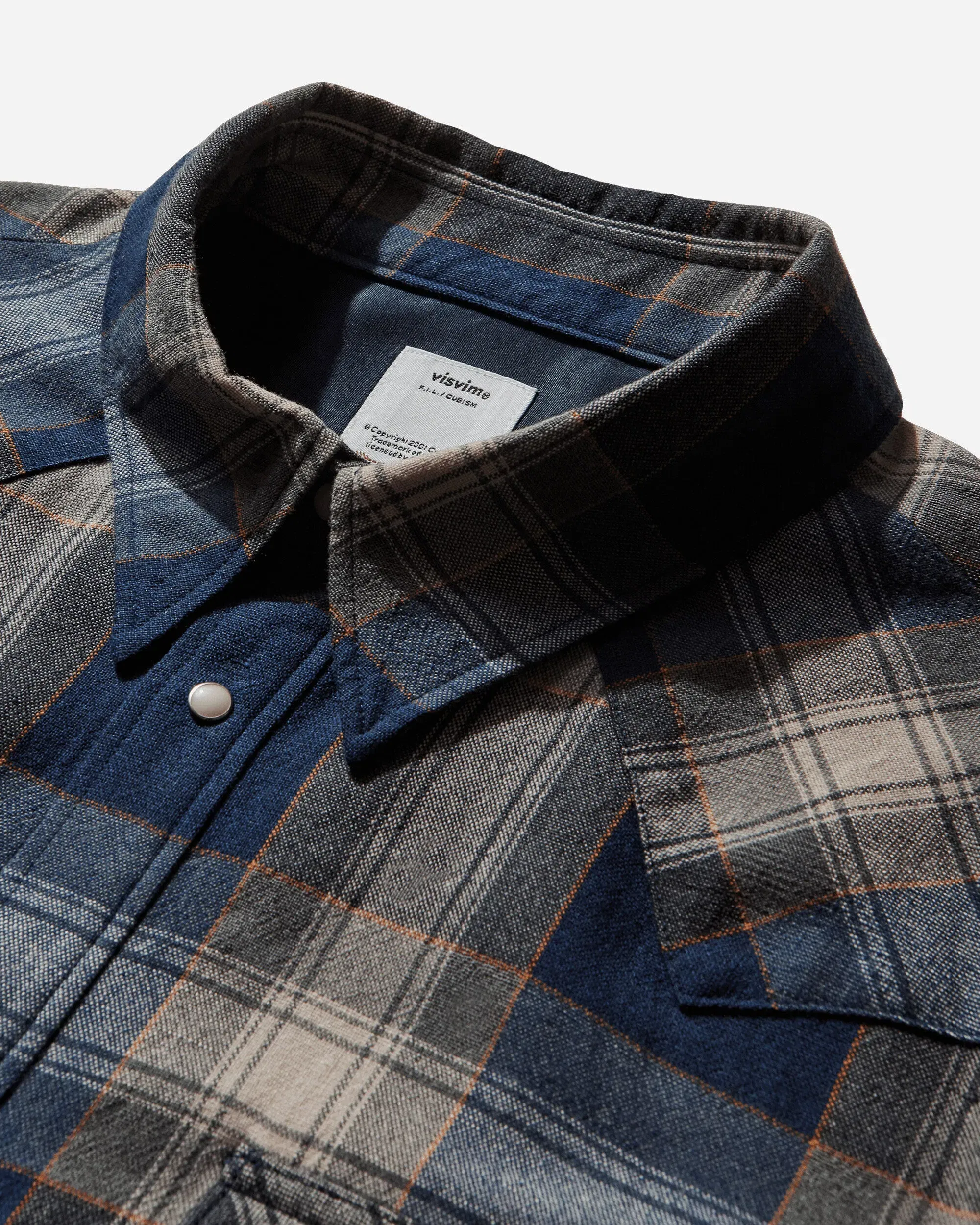 visvim Men's Four Corners Longsleeve Shirt Blue