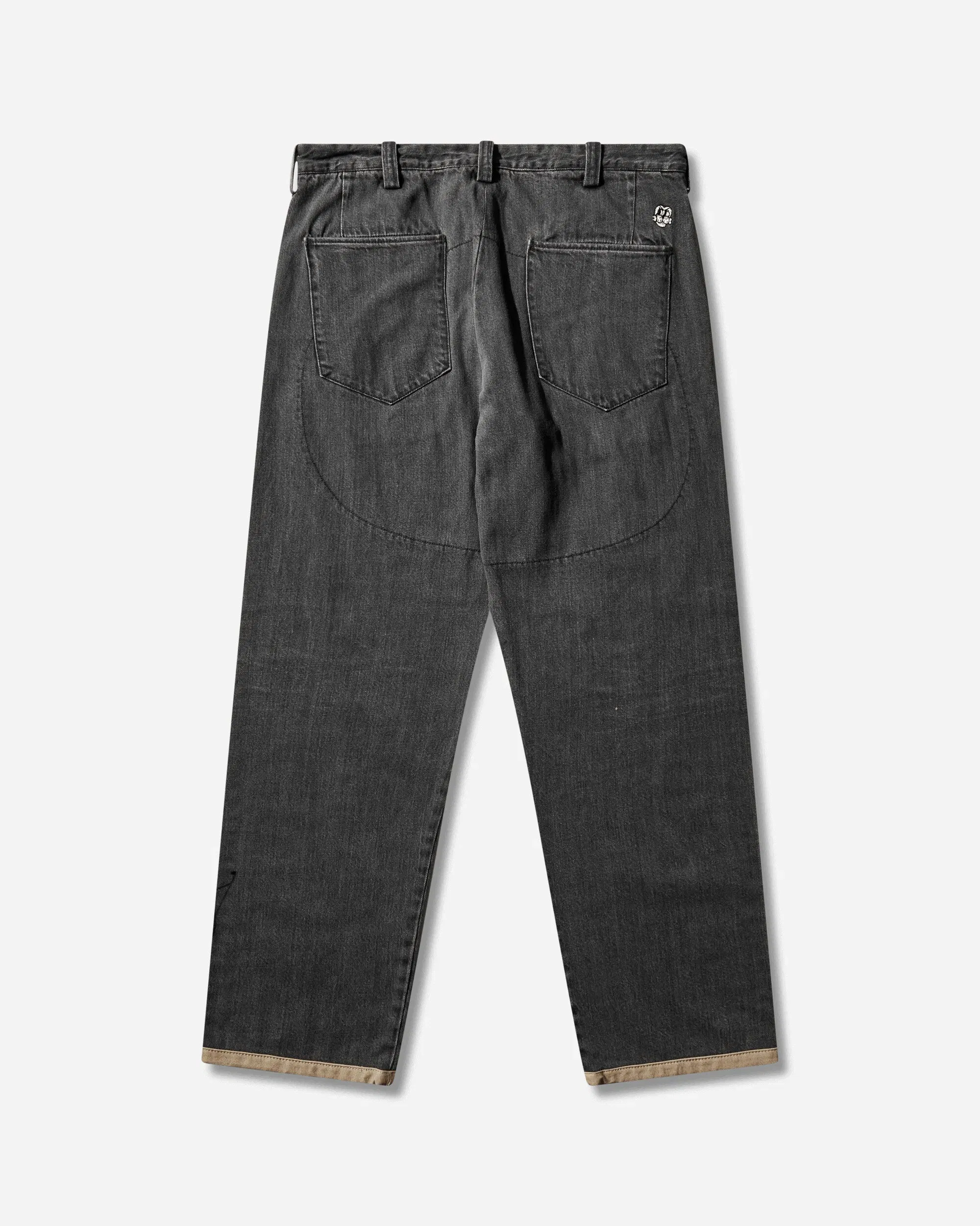 CHITO Men's 10 Pocket Double Knee Denim Pants Washed Black