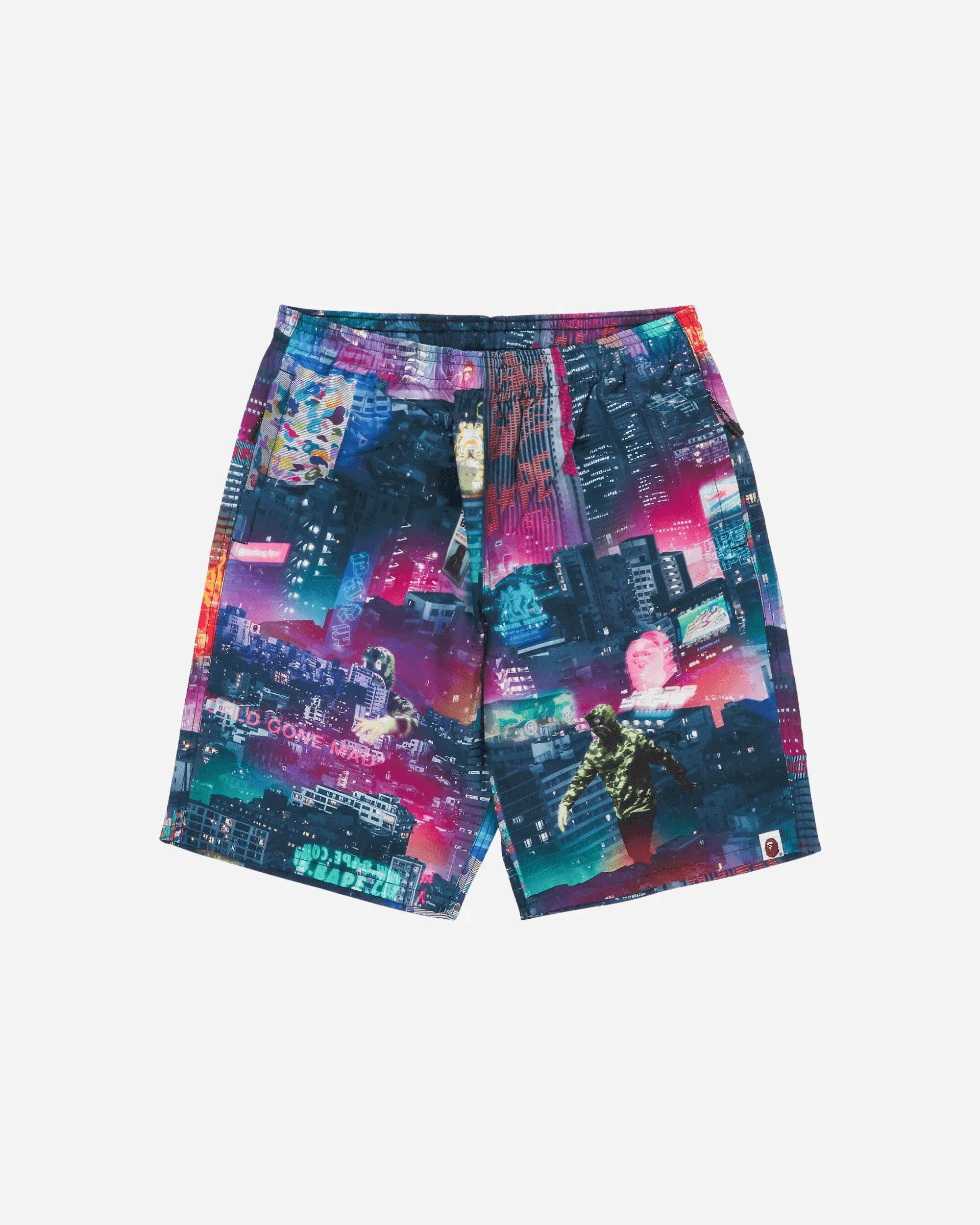 BAPE Men's Neon Tokyo Track Shorts Multicolor