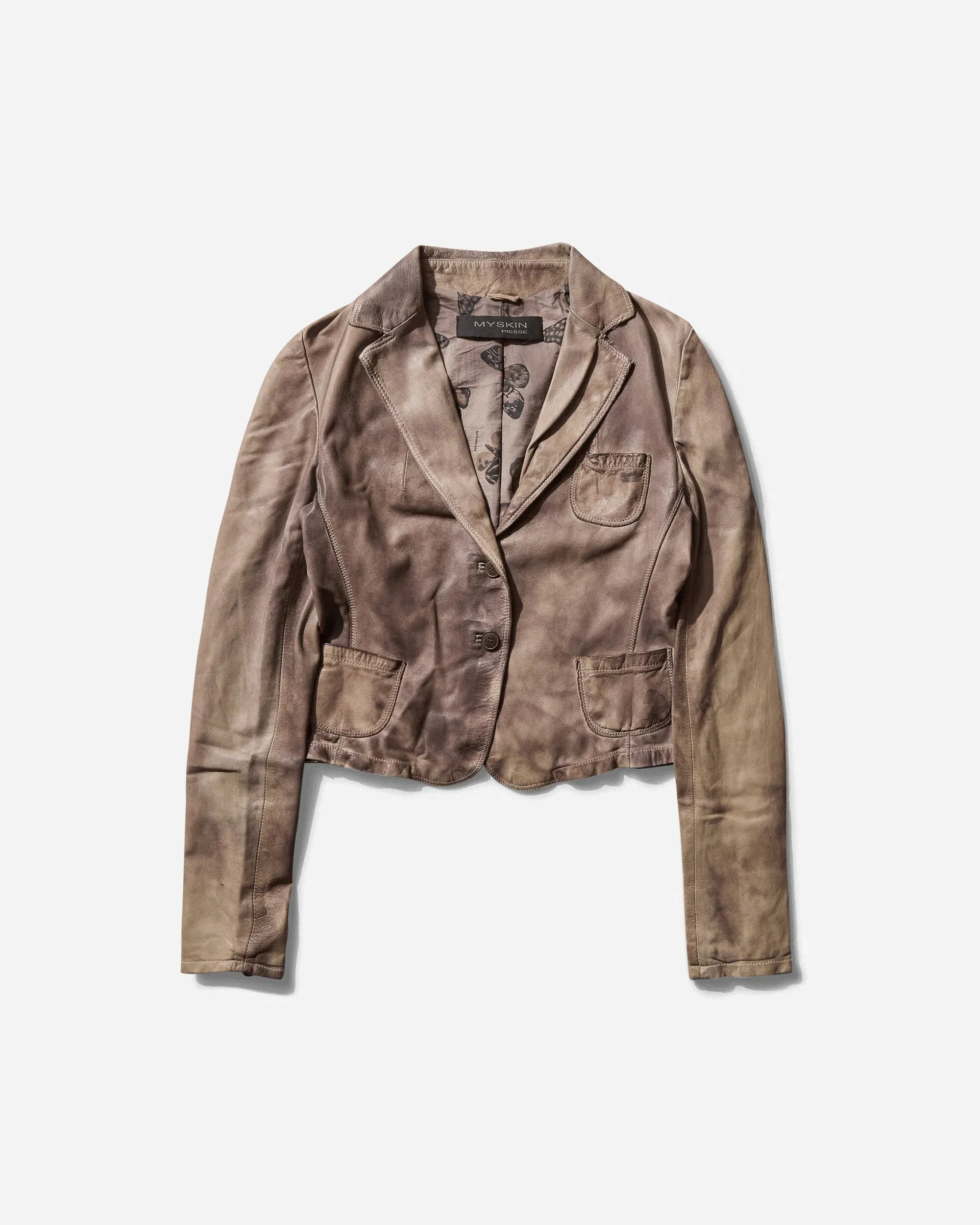 Pezze Vintage Women's Faded Leather Blazer Brown