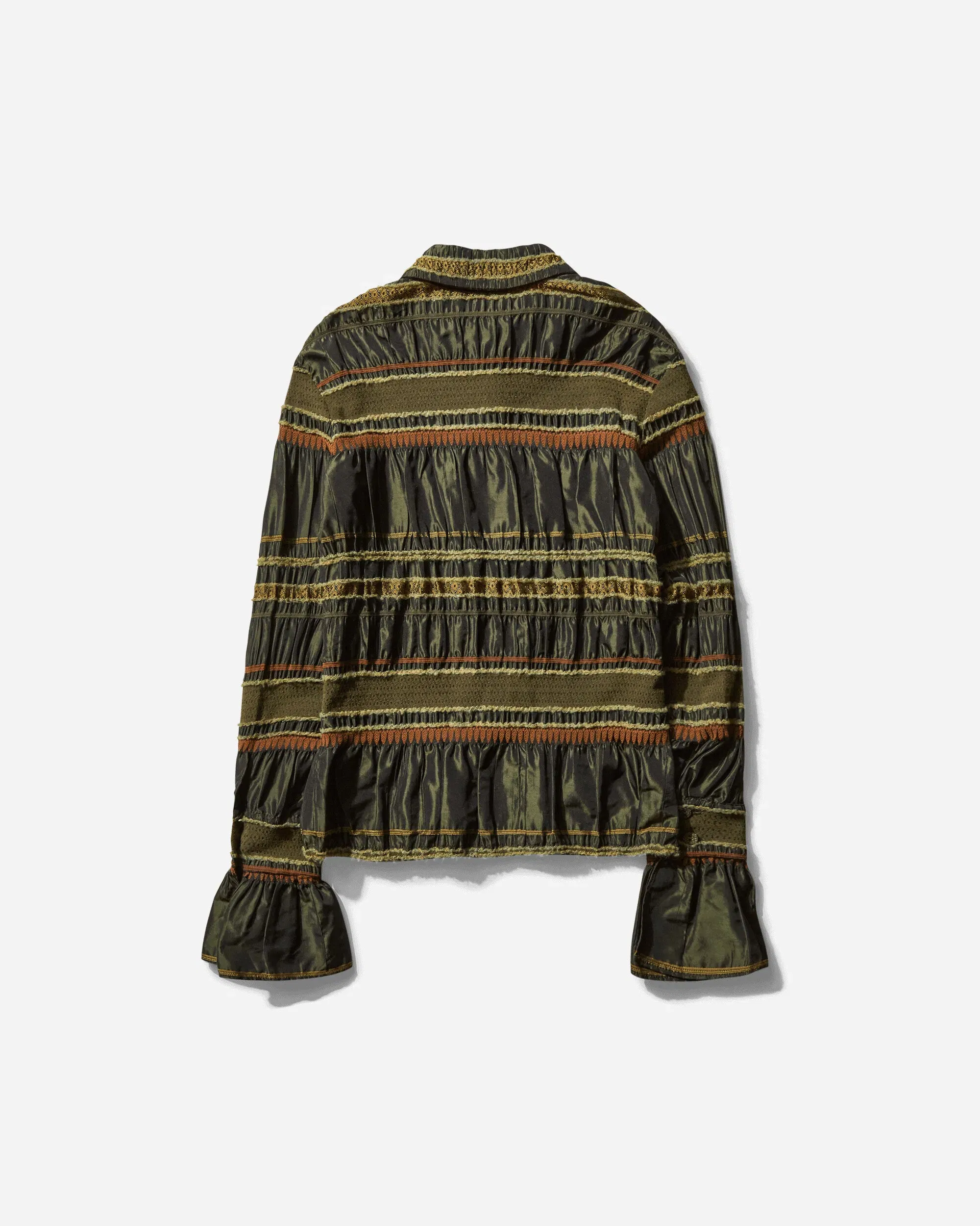 Pezze Vintage Women's Striped Longsleeve Shirt Green