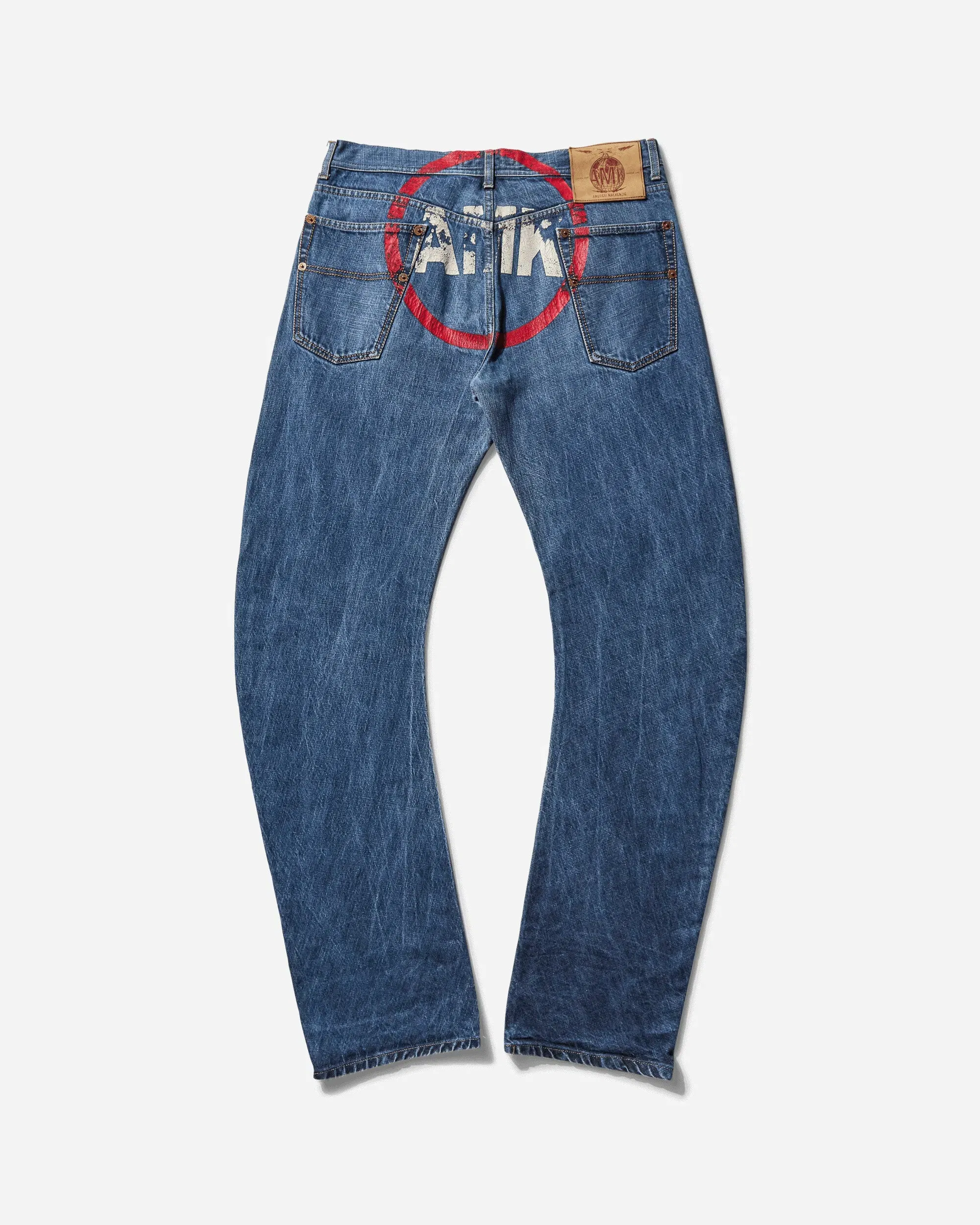 Pezze Vintage Men's Straight Logo Jeans Blue
