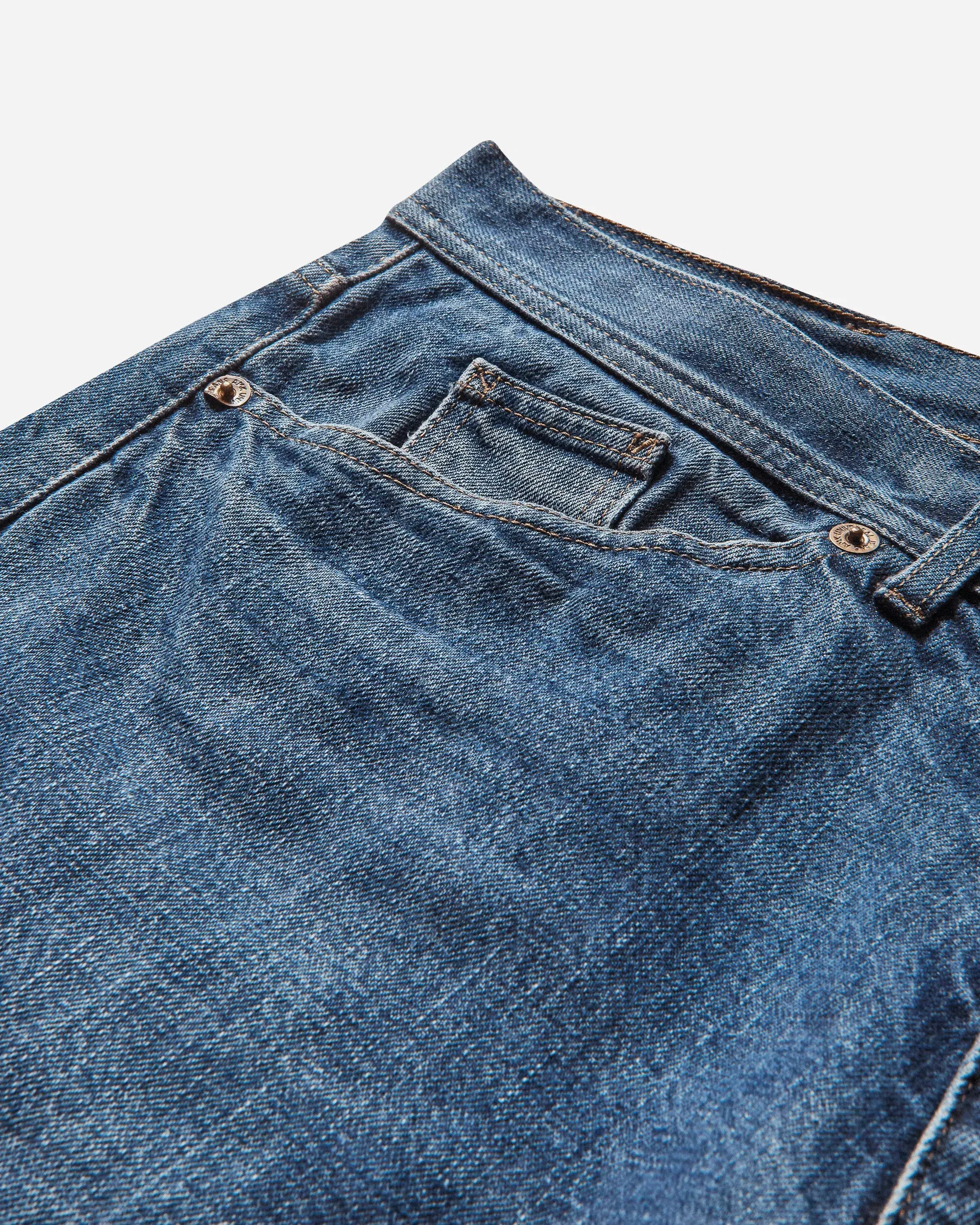 Pezze Vintage Men's Straight Logo Jeans Blue