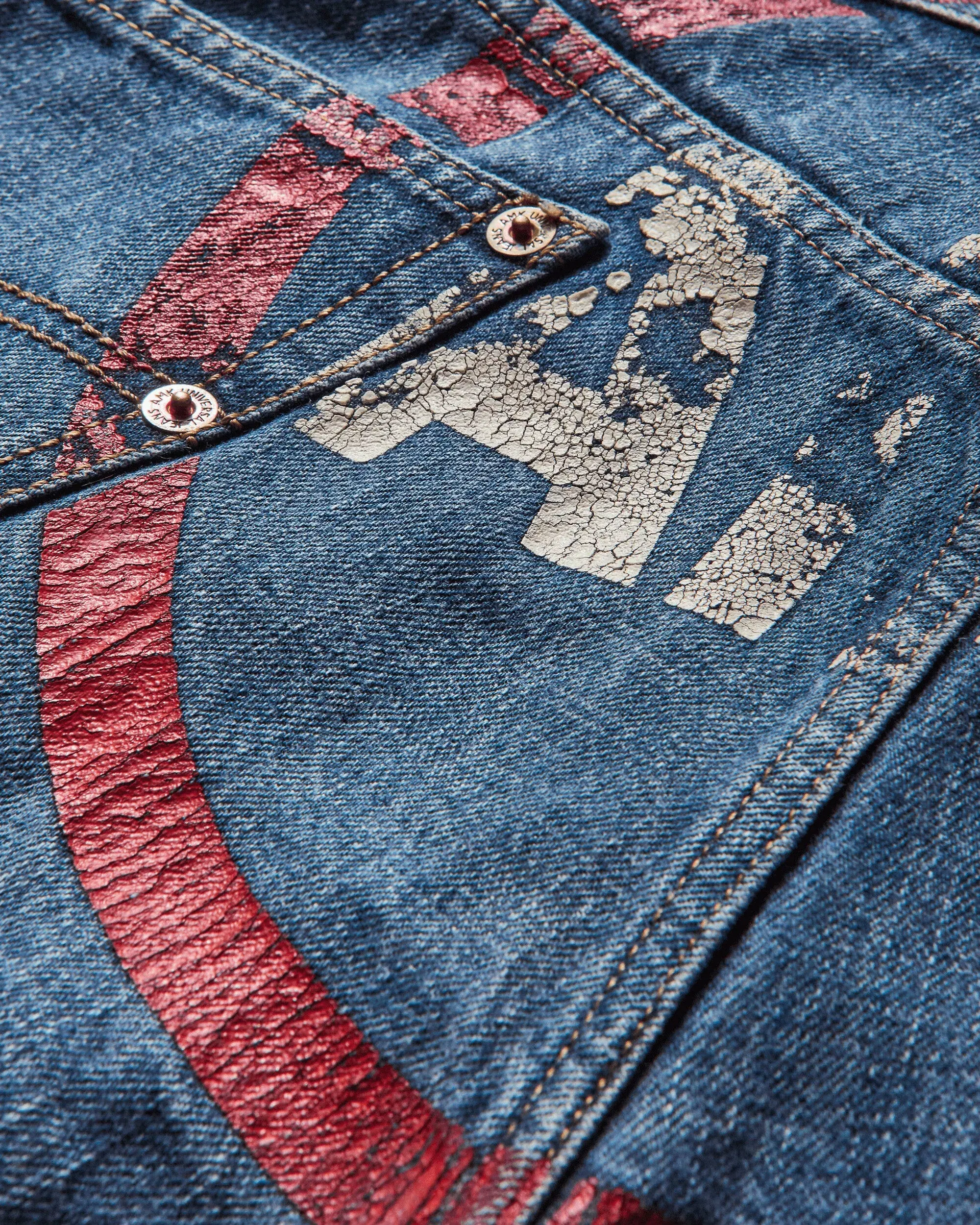 Pezze Vintage Men's Straight Logo Jeans Blue