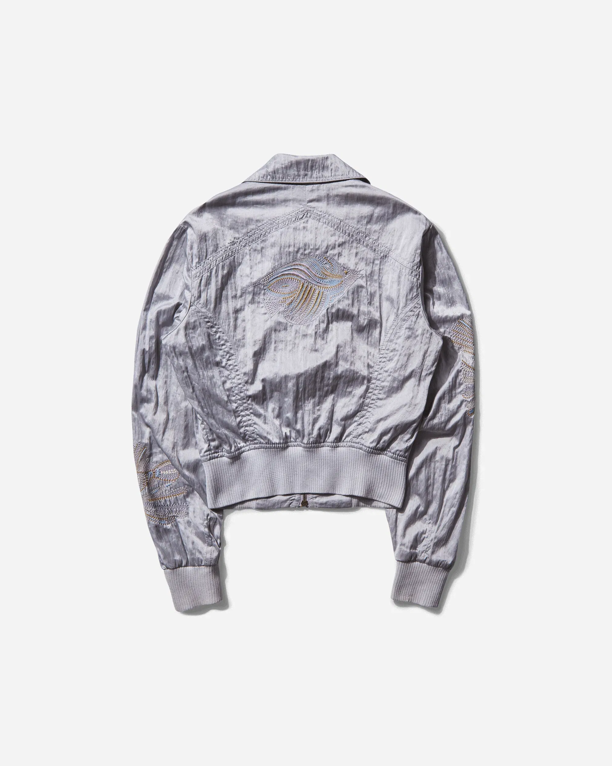 Pezze Vintage Women's Fish Embroidery Satin Jacket Lilac