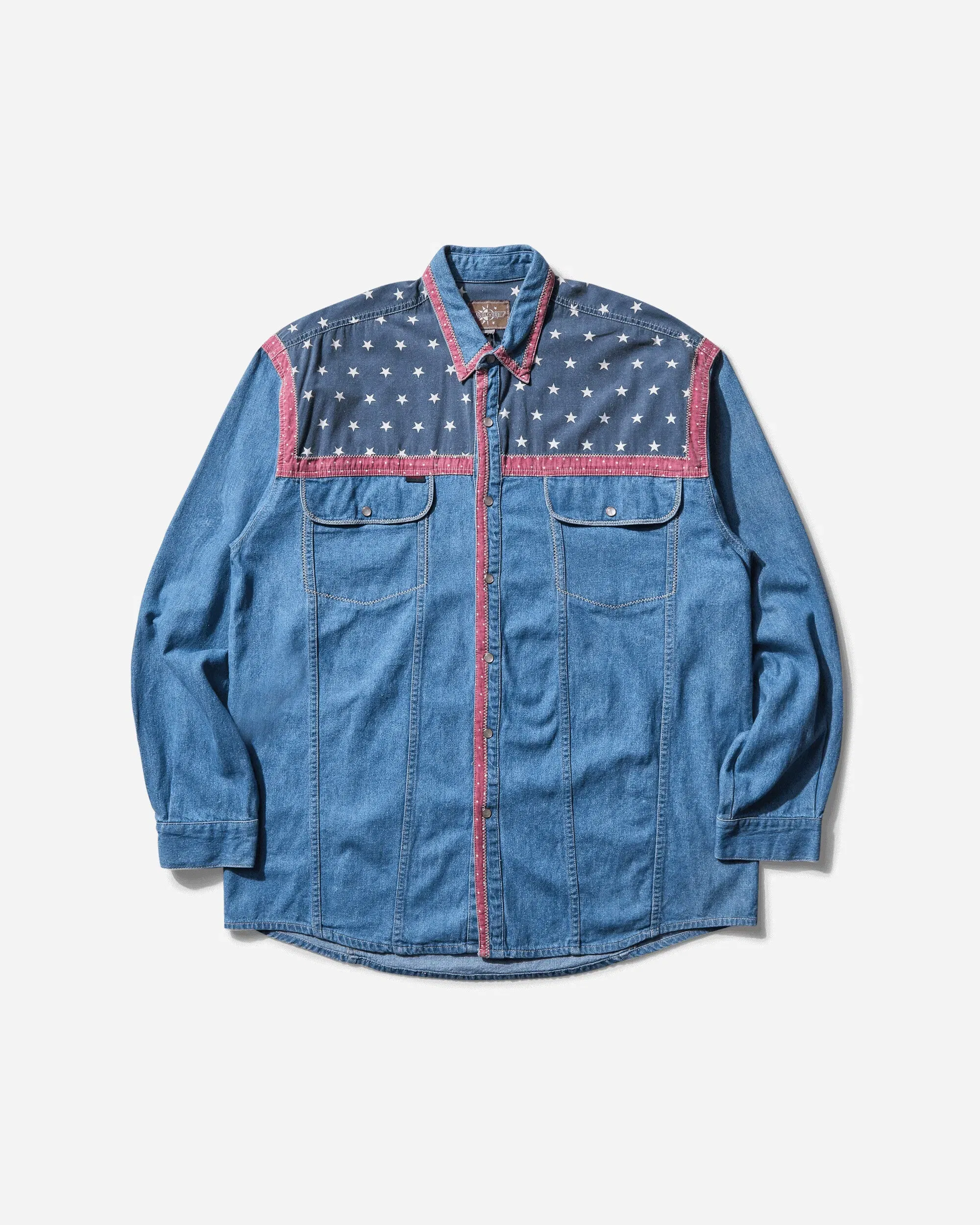 Pezze Vintage Men's Stars Denim Shirt Blue