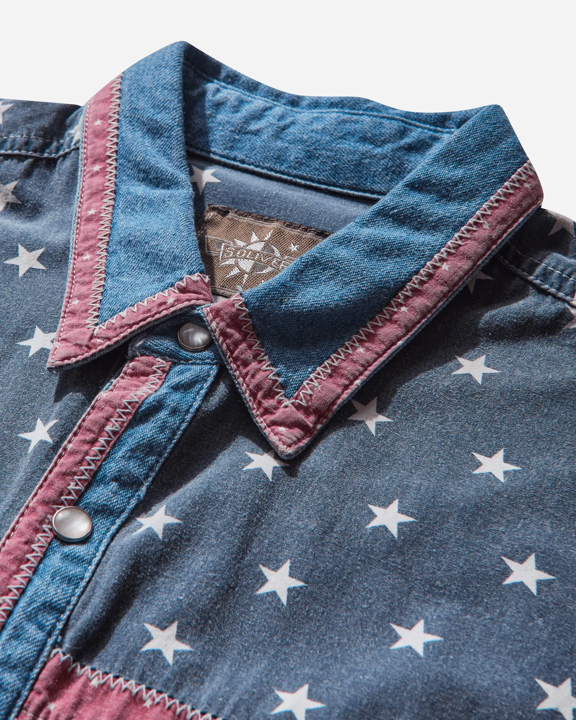 Pezze Vintage Men's Stars Denim Shirt Blue