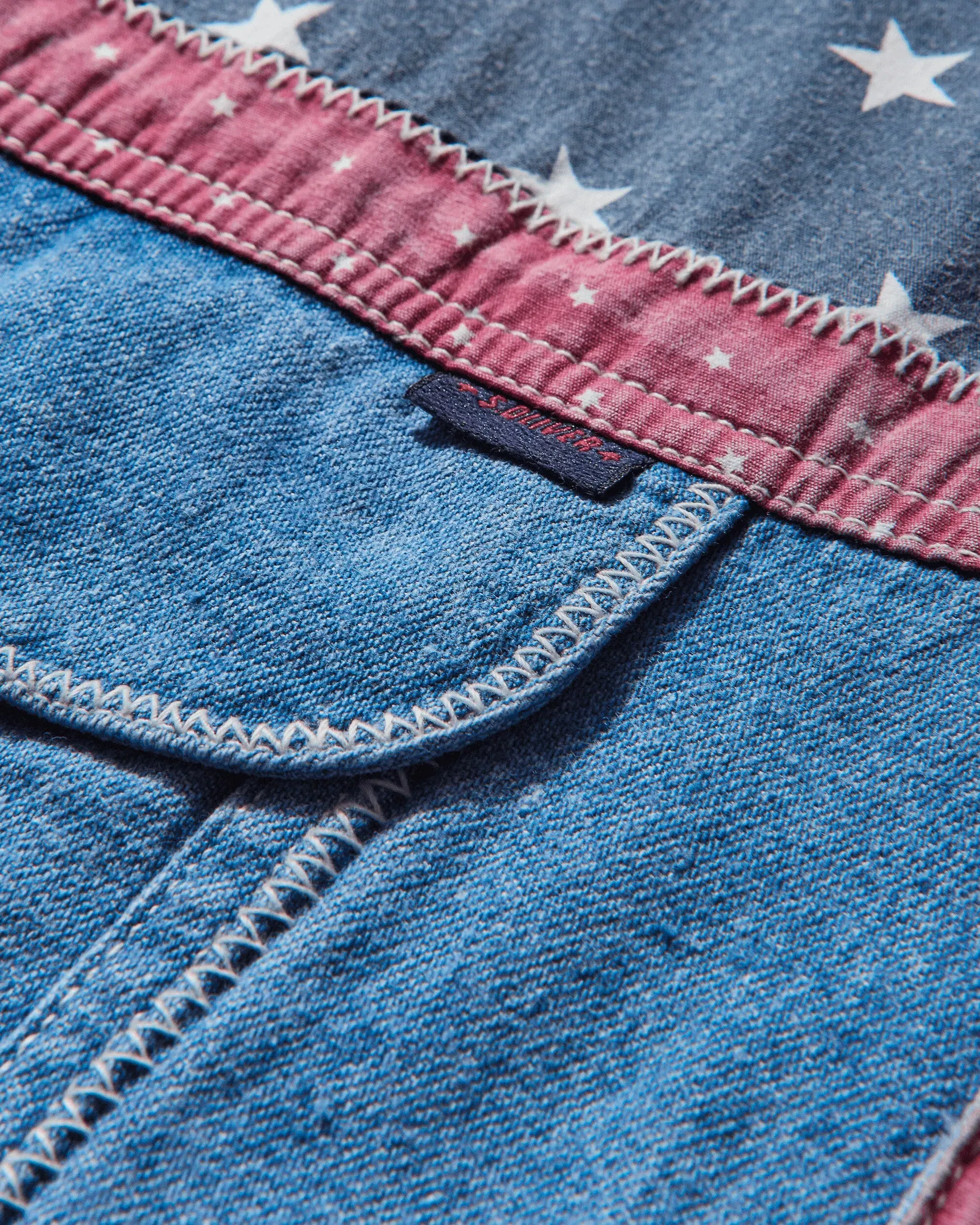 Pezze Vintage Men's Stars Denim Shirt Blue