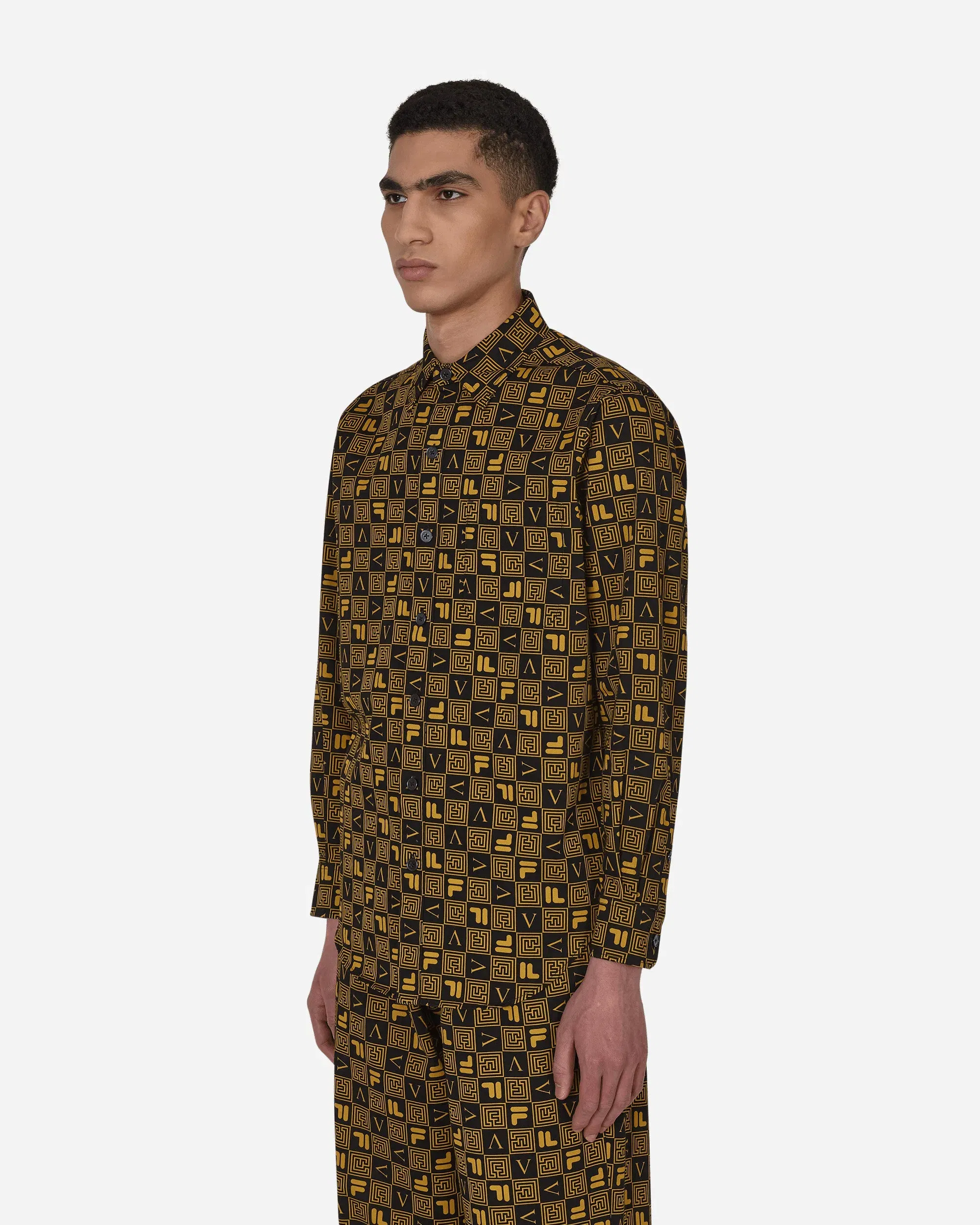 Aries FILA Logo Print Longsleeve Shirt Black