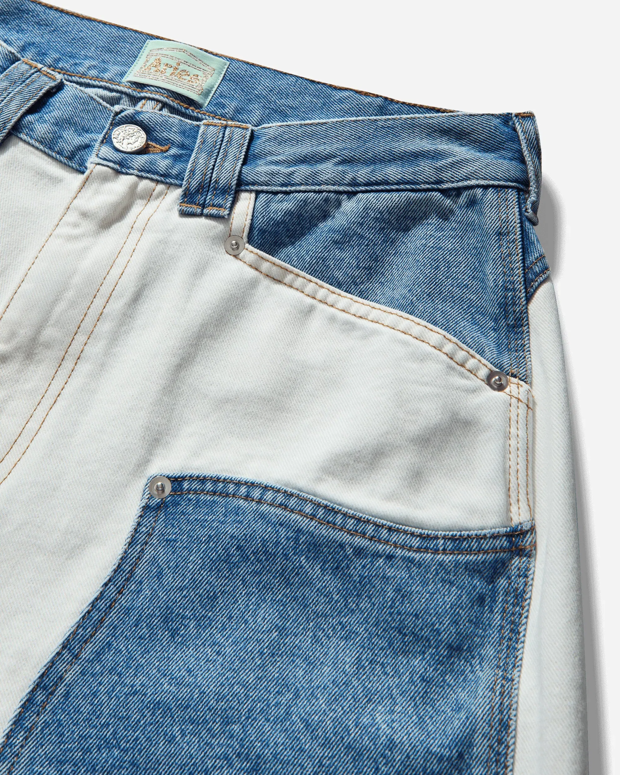 Aries Women's Patchwork Western Carpenter Shorts White / Indigo