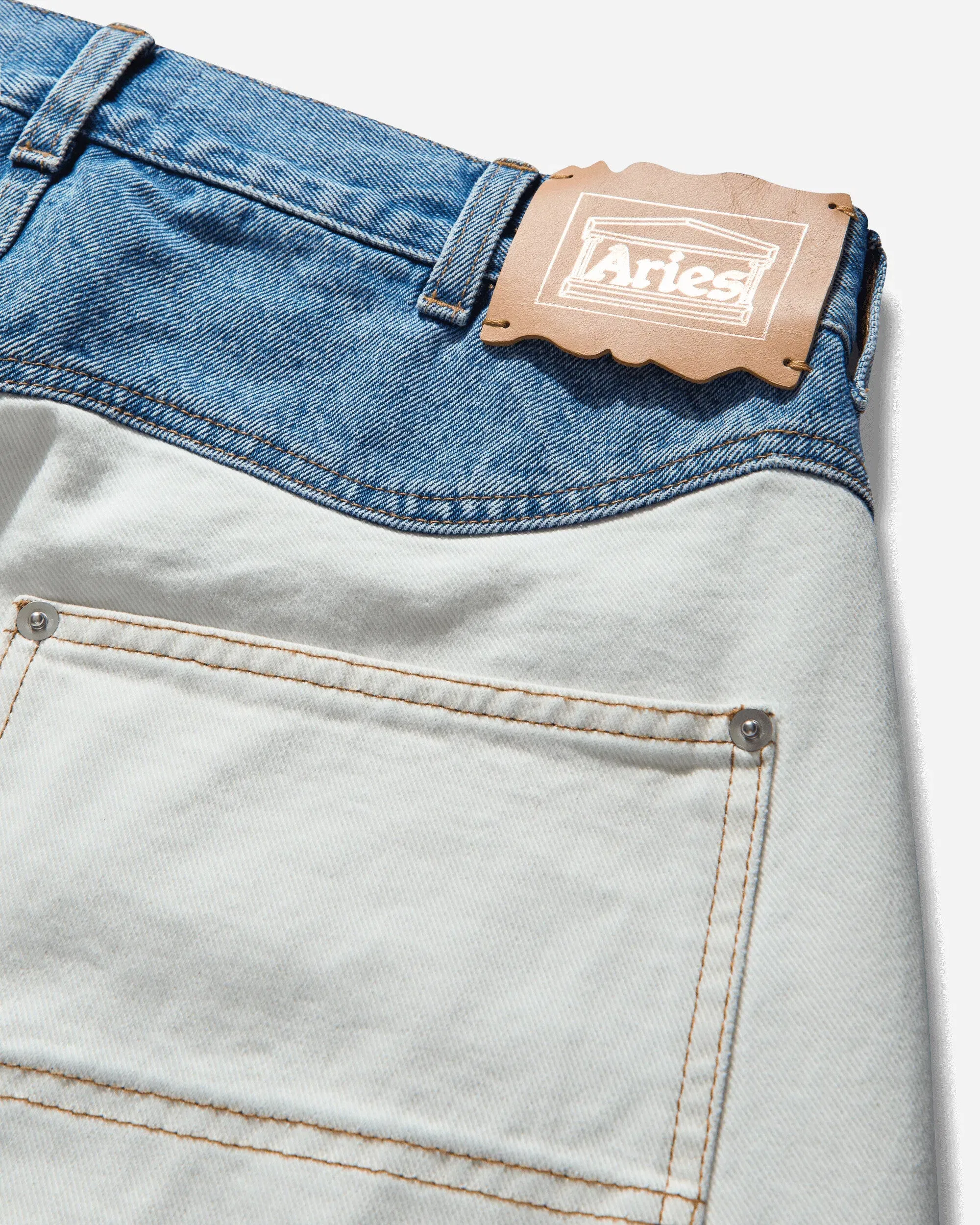 Aries Women's Patchwork Western Carpenter Shorts White / Indigo