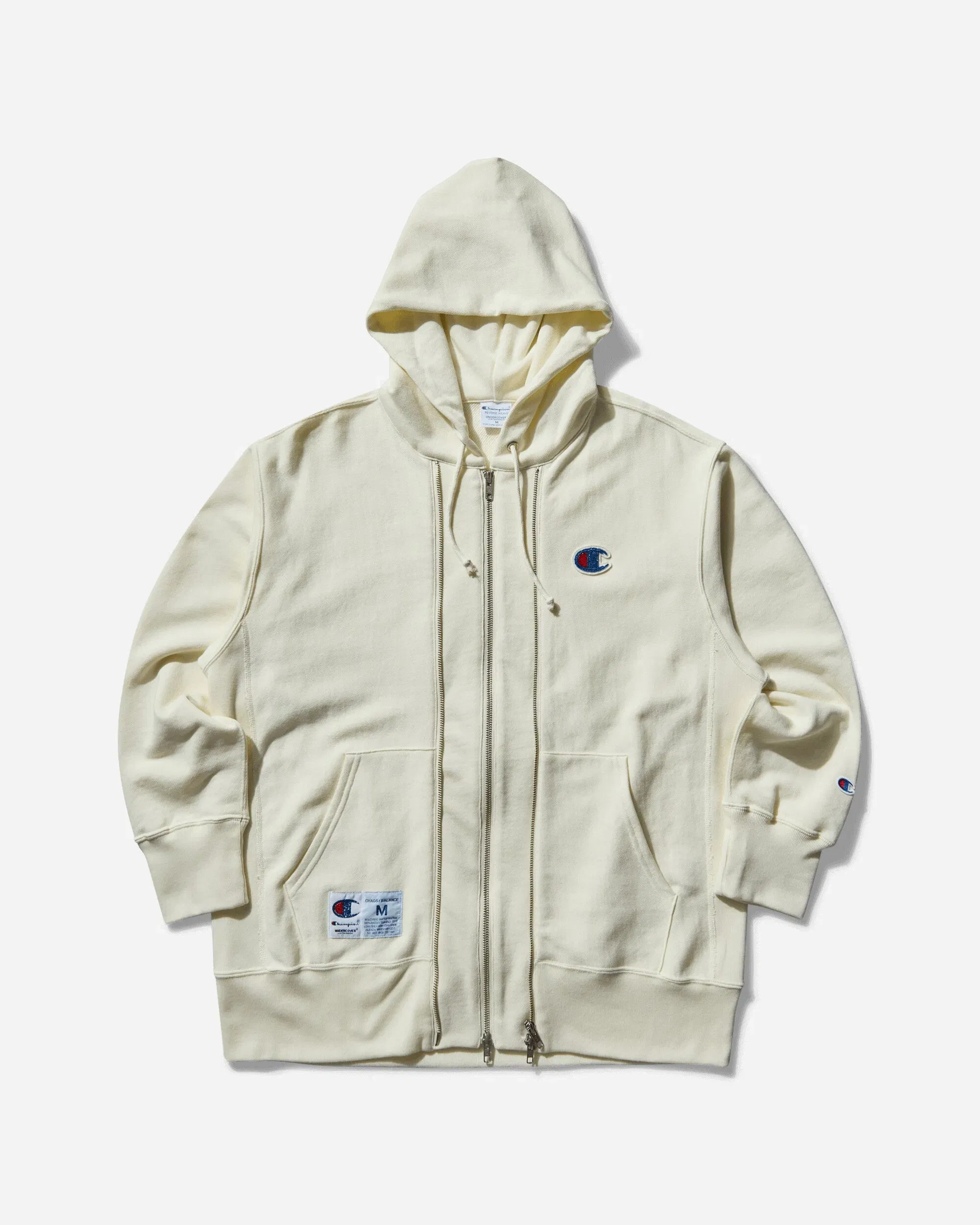 Undercover Men's Champion Reverse Weave Double Zip Hoodie Ivory