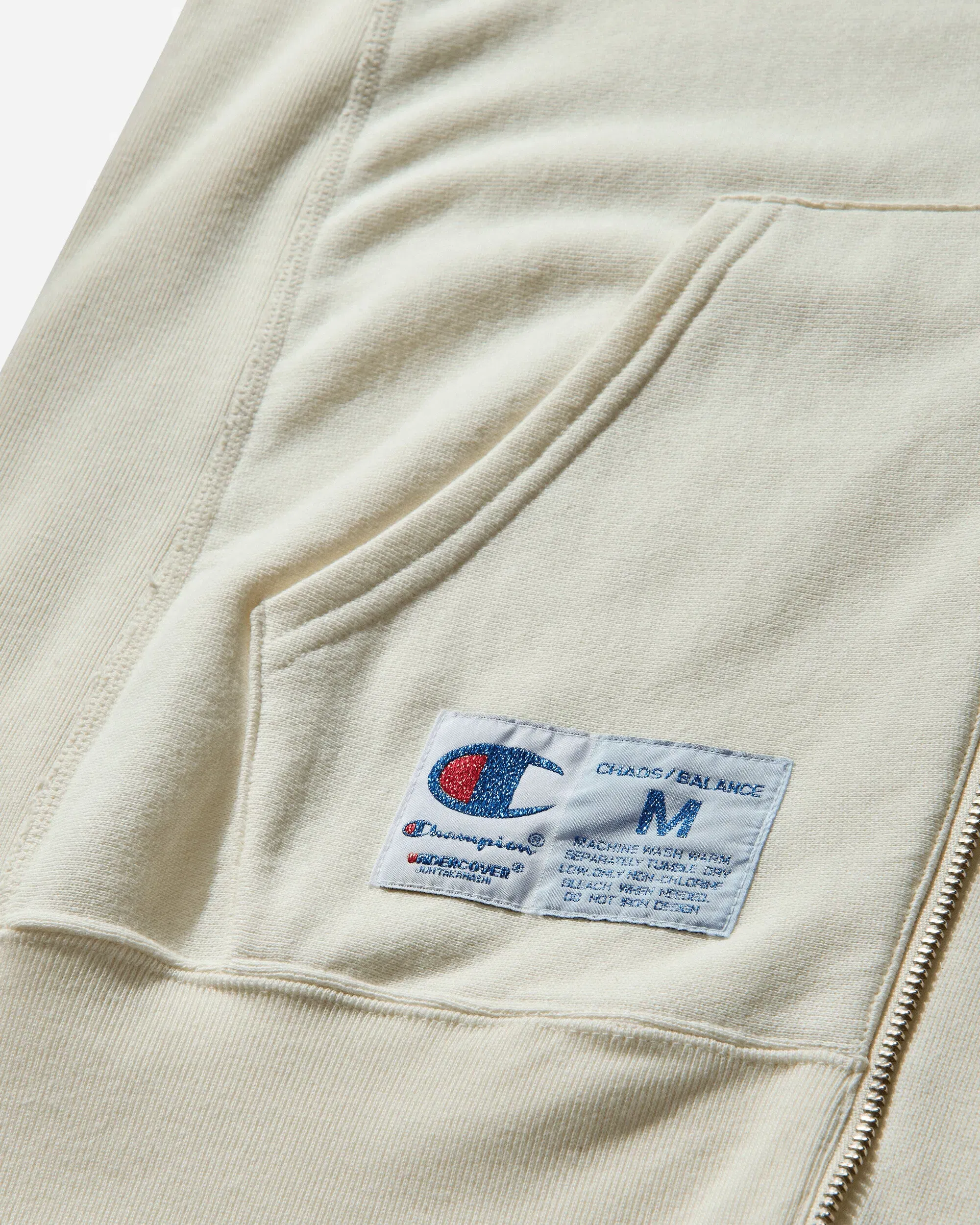 Undercover Men's Champion Reverse Weave Double Zip Hoodie Ivory