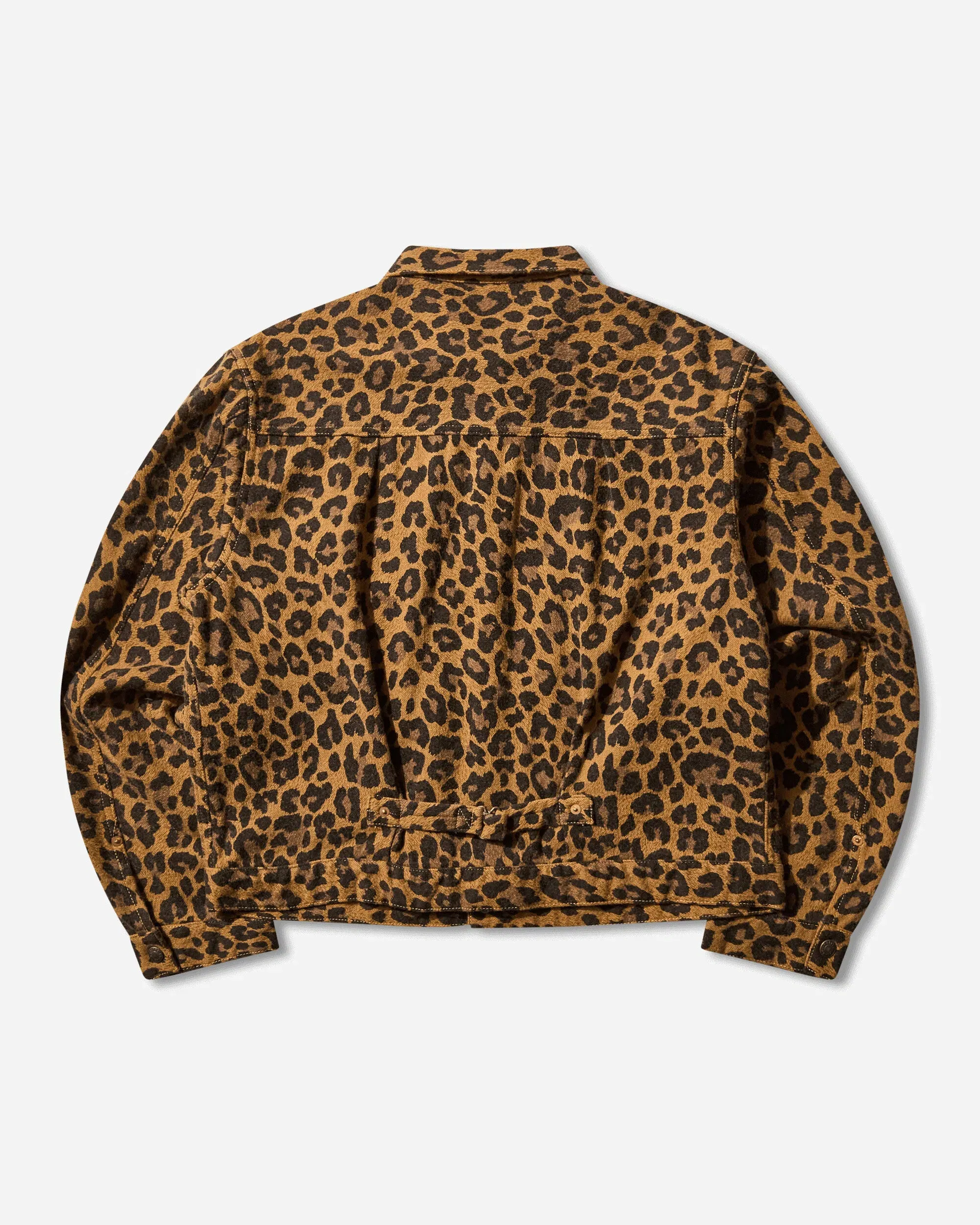 KAPITAL Men's Twill Aging-Wool Leopard 1st Jacket Brown