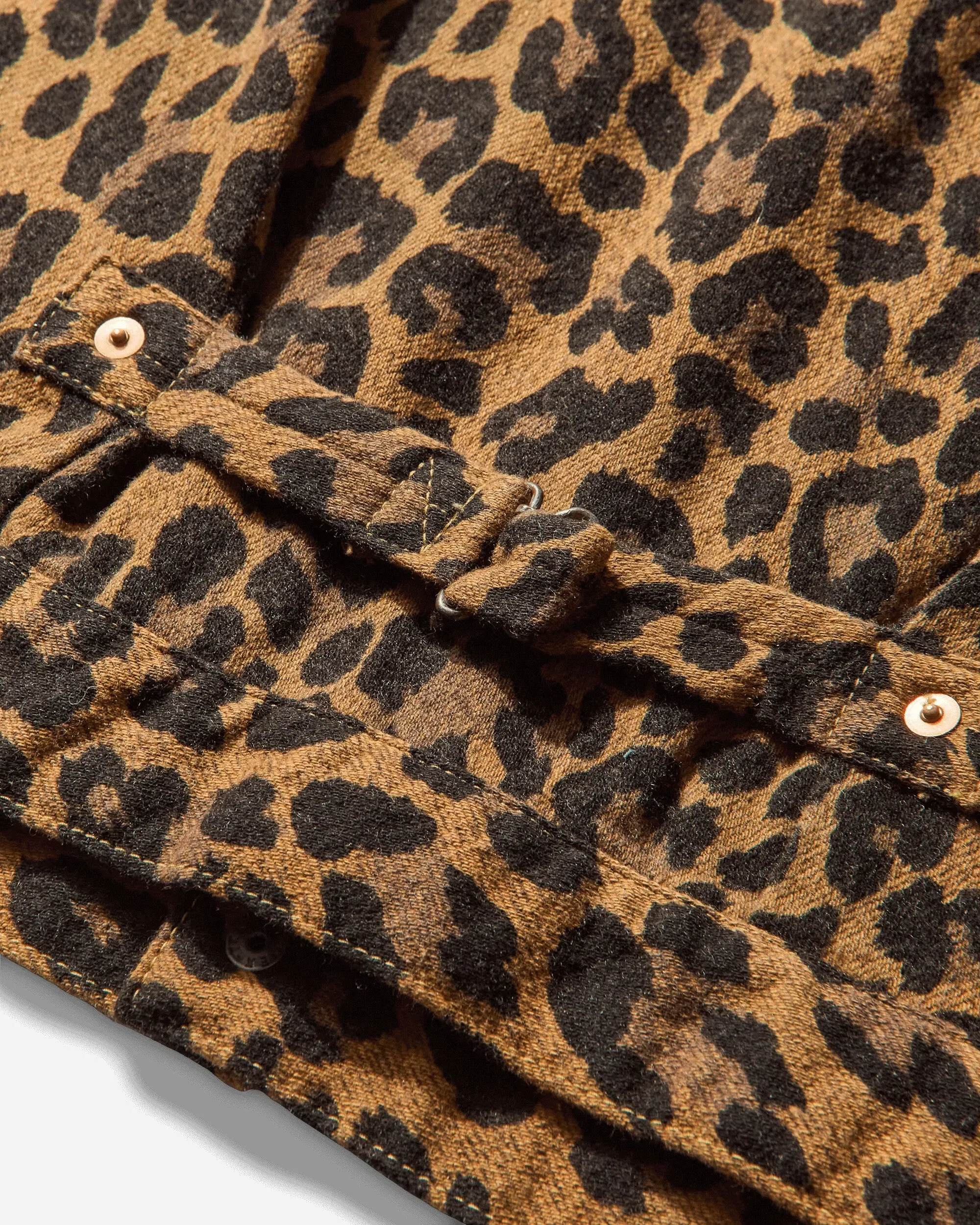 KAPITAL Men's Twill Aging-Wool Leopard 1st Jacket Brown