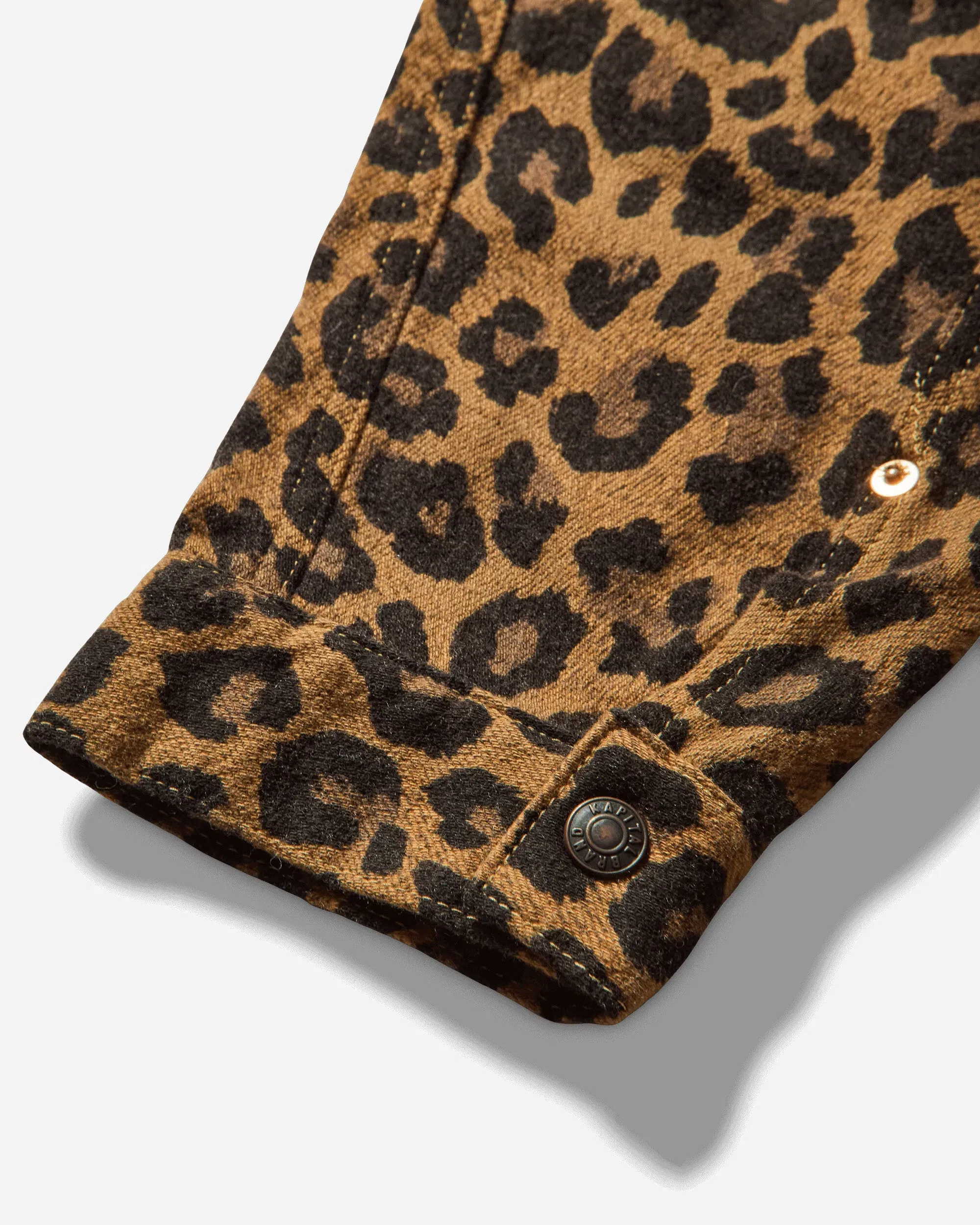 KAPITAL Men's Twill Aging-Wool Leopard 1st Jacket Brown