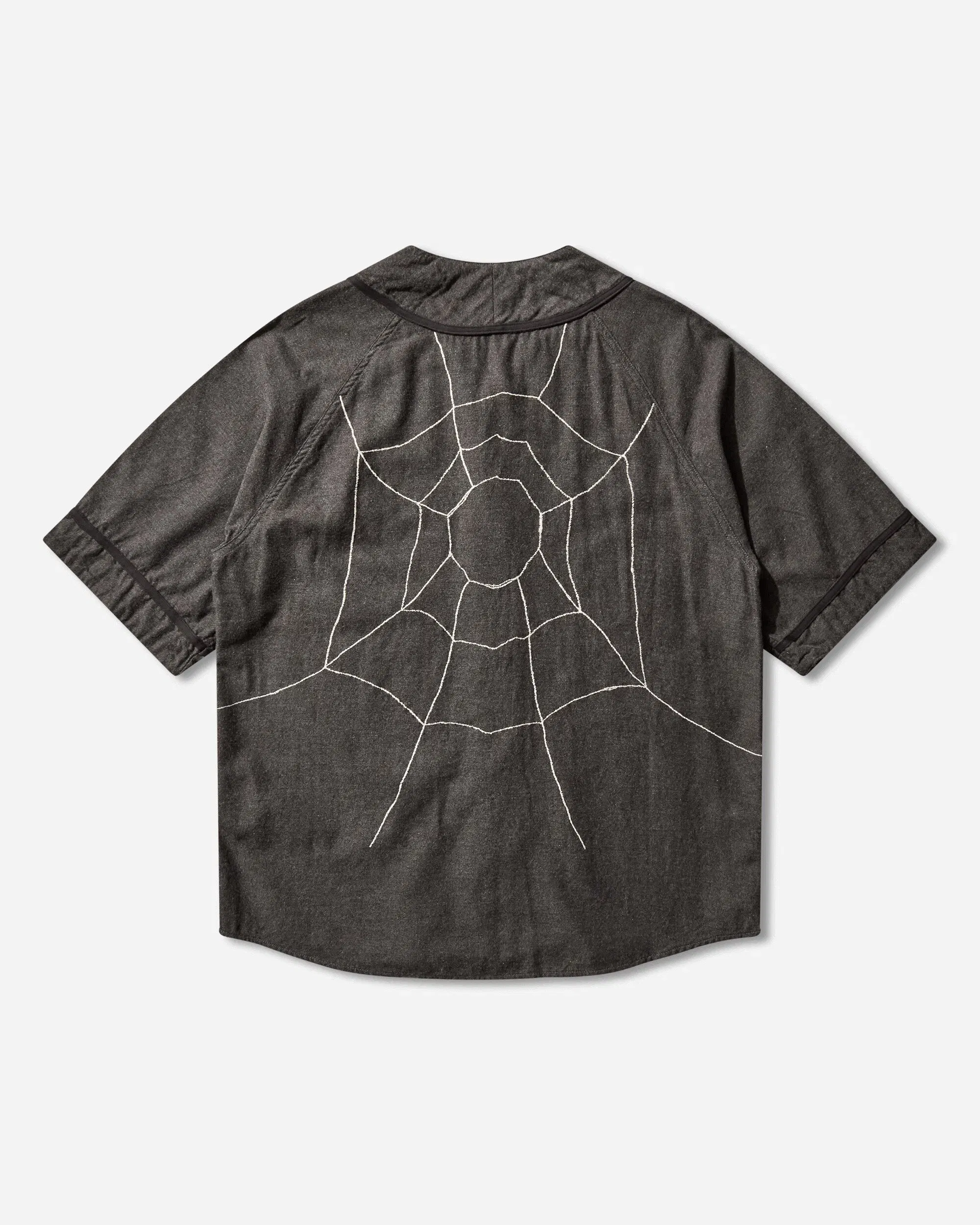 KAPITAL Men's Cotton Wool Great Kountry Baseball Shirt Dark Gray