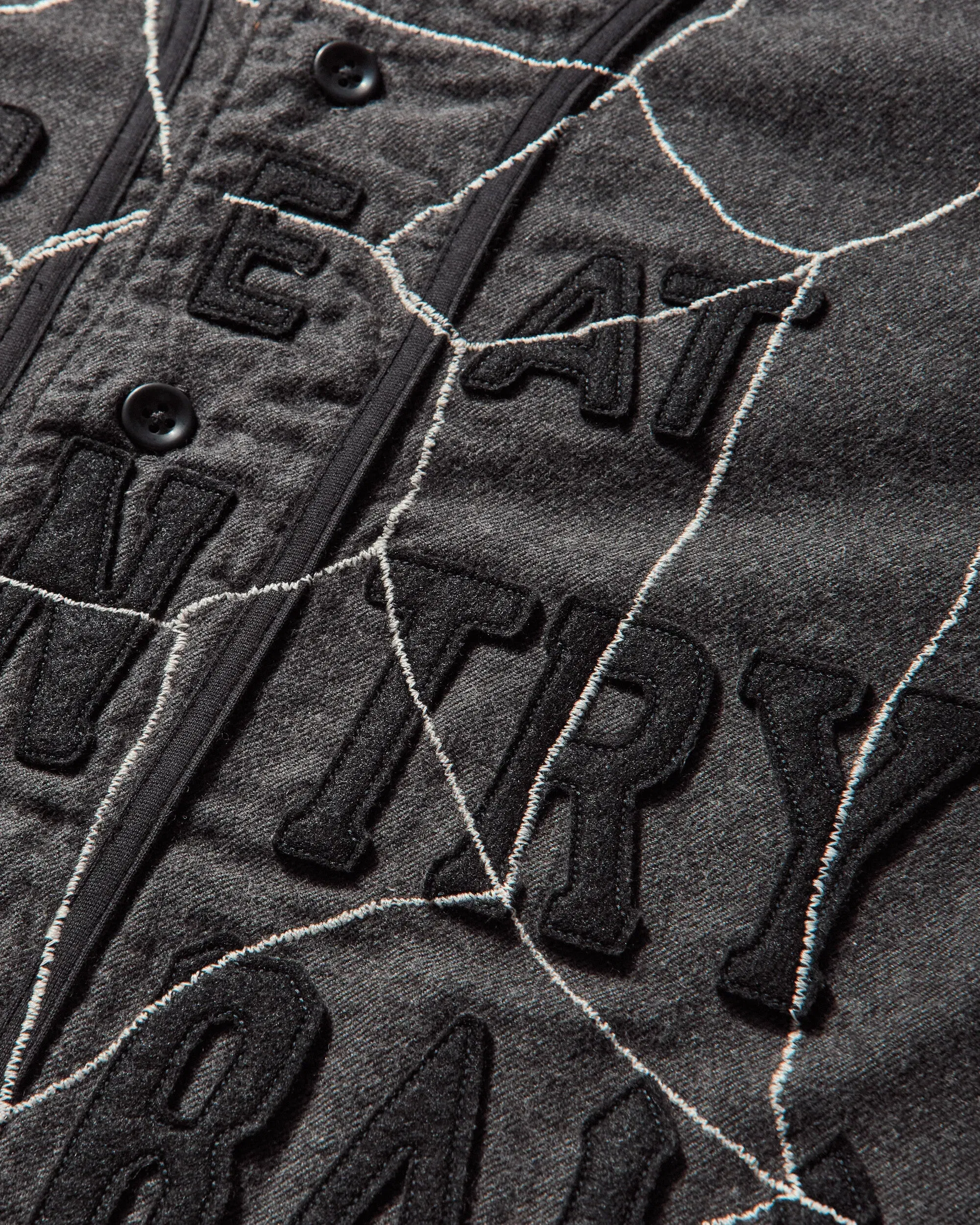 KAPITAL Men's Cotton Wool Great Kountry Baseball Shirt Dark Gray