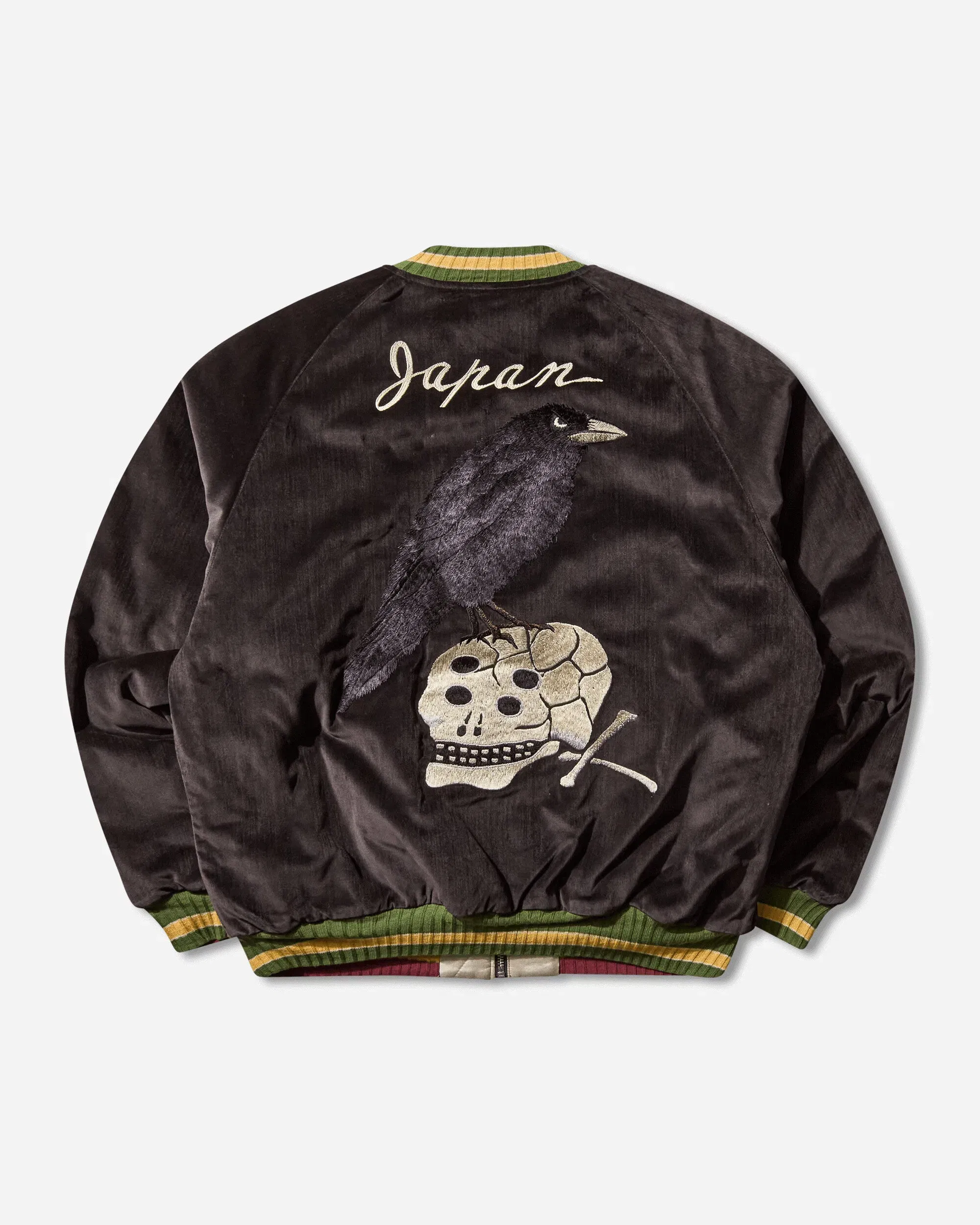 KAPITAL Men's Velveteen Souvenir Jacket (Raven & Skull) Black
