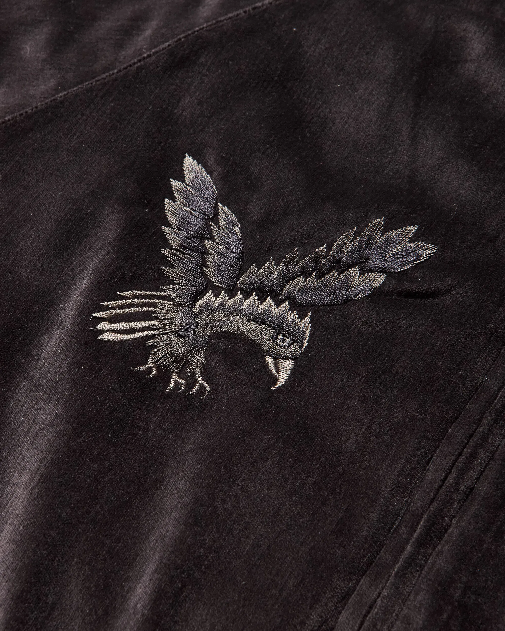 KAPITAL Men's Velveteen Souvenir Jacket (Raven & Skull) Black