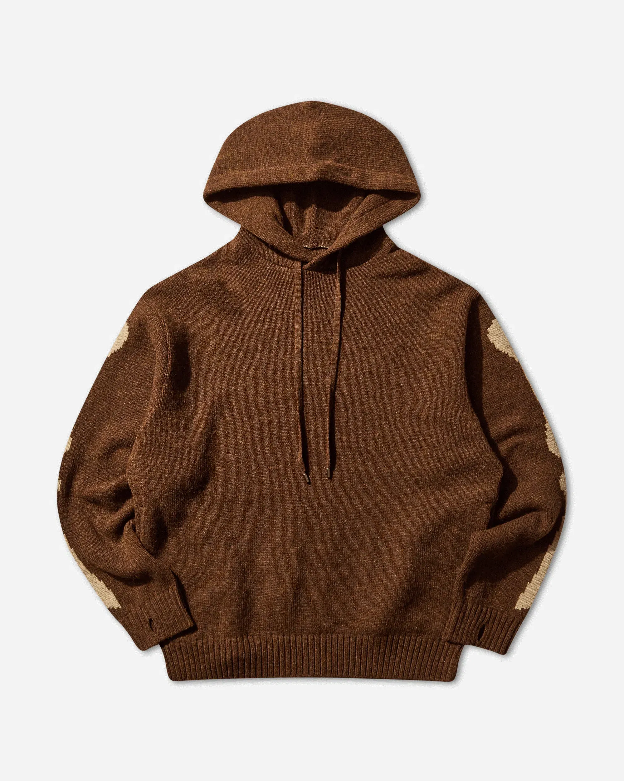 KAPITAL Men's 5G Wool Bone Hooded Sweater Brown