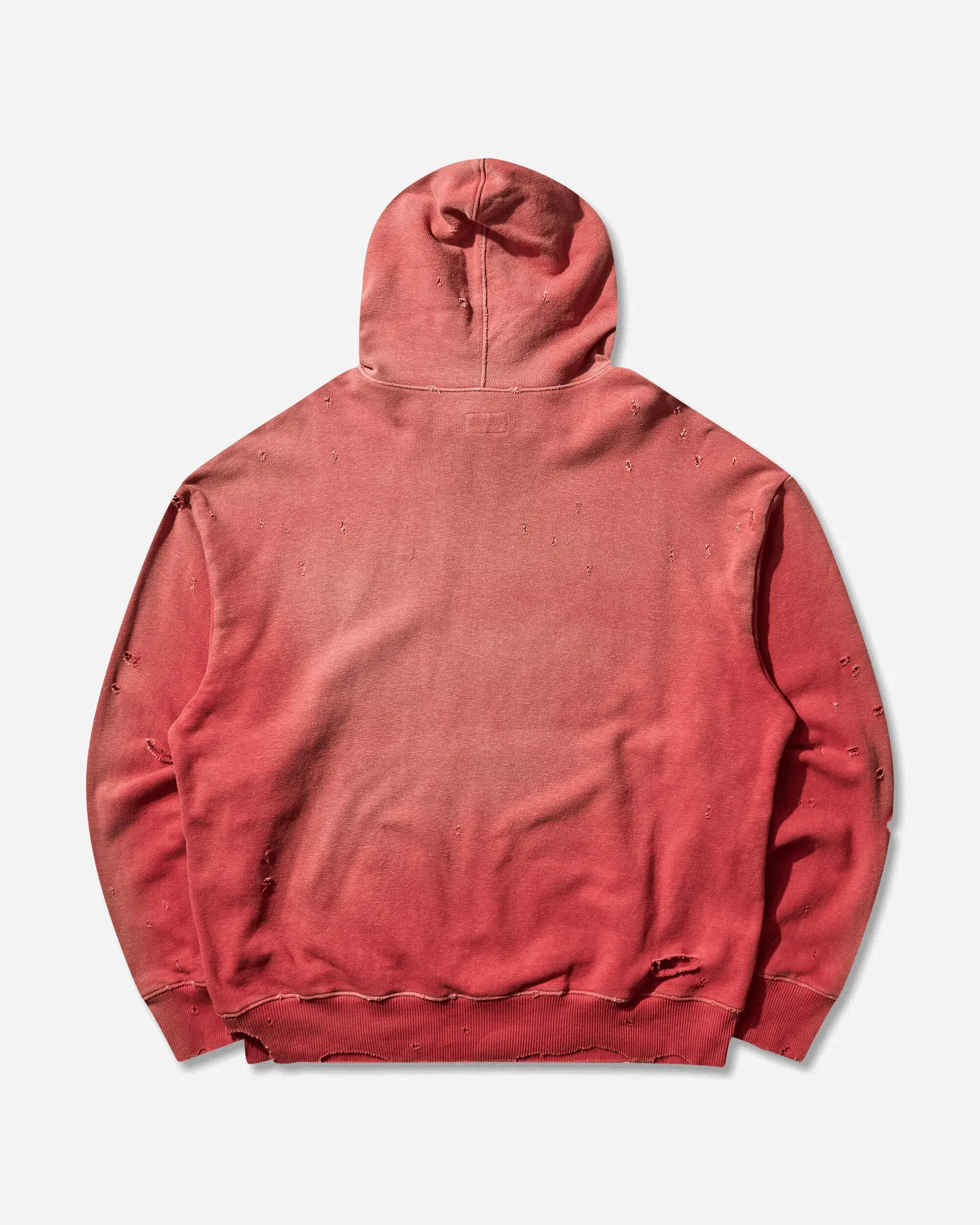 KAPITAL Men's Sweat Knit Thriller Damaged Hoodie (Studs) Red