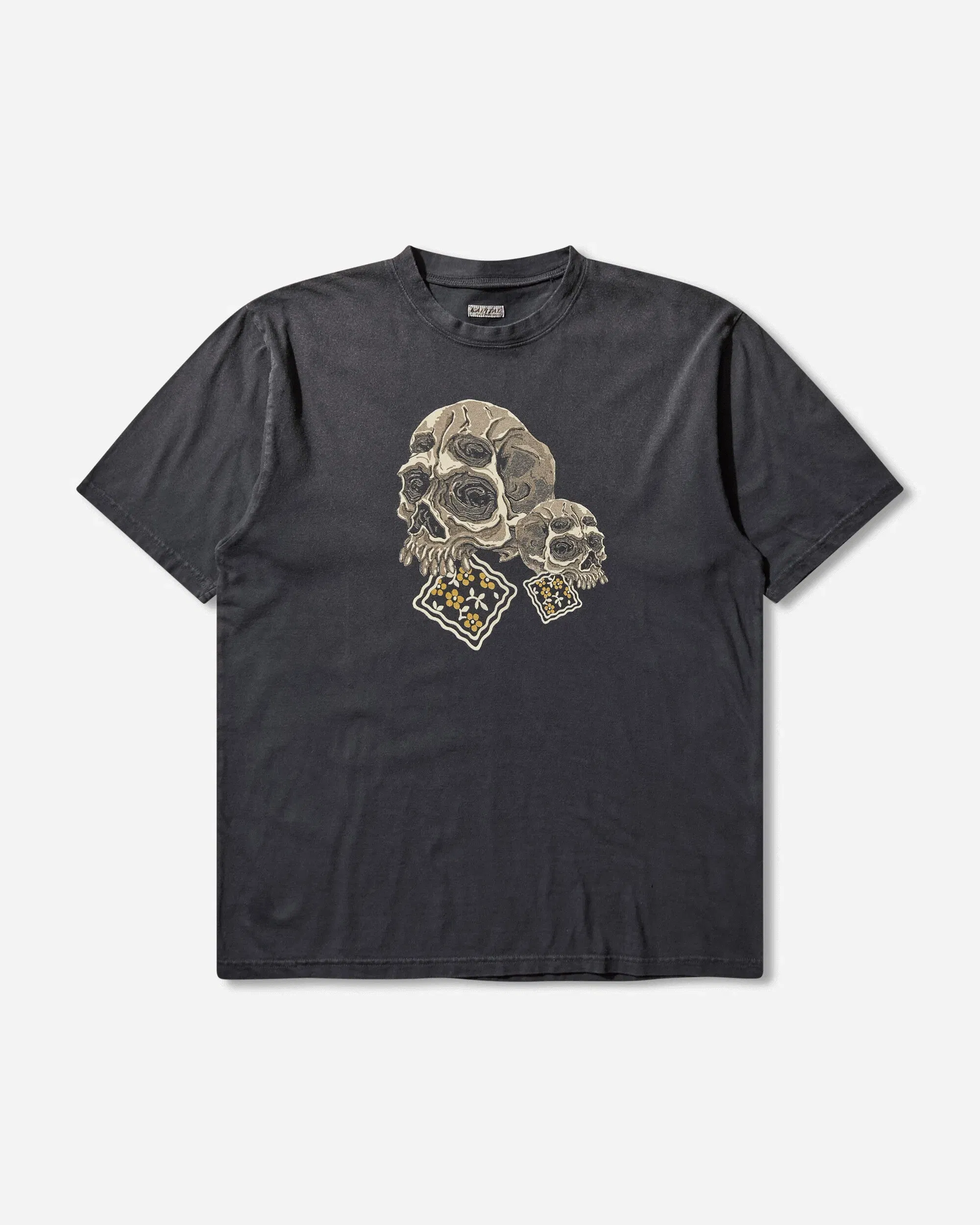 KAPITAL Men's 20/-Jersey Crew T-Shirt (Peckish Rain Skull) Black
