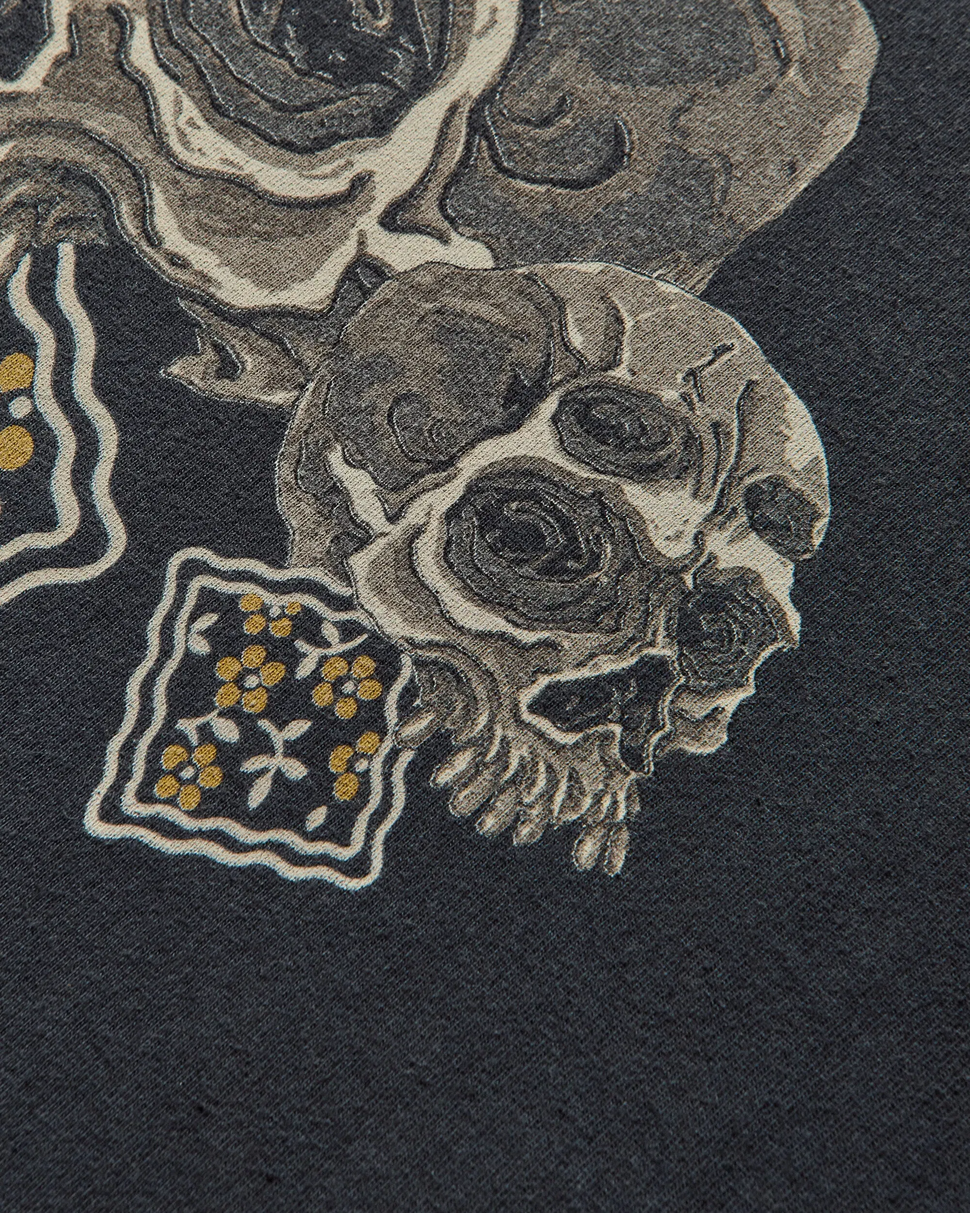 KAPITAL Men's 20/-Jersey Crew T-Shirt (Peckish Rain Skull) Black