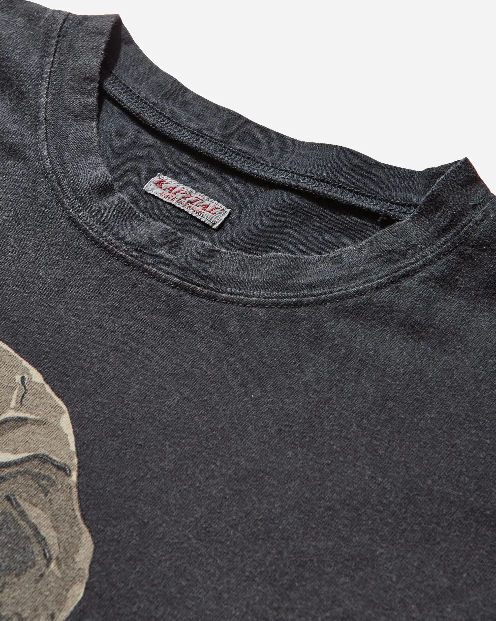 KAPITAL Men's 20/-Jersey Crew T-Shirt (Peckish Rain Skull) Black