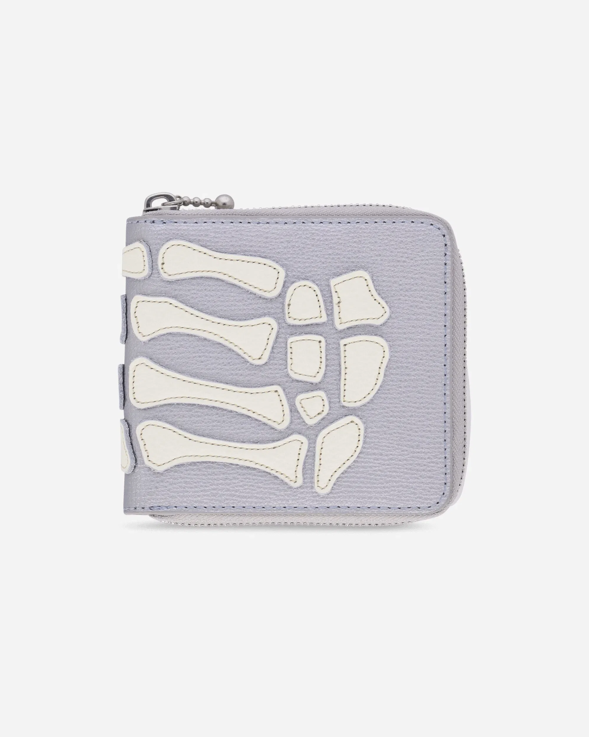 KAPITAL Thumb Up Bone Band Zip Wallet Silver