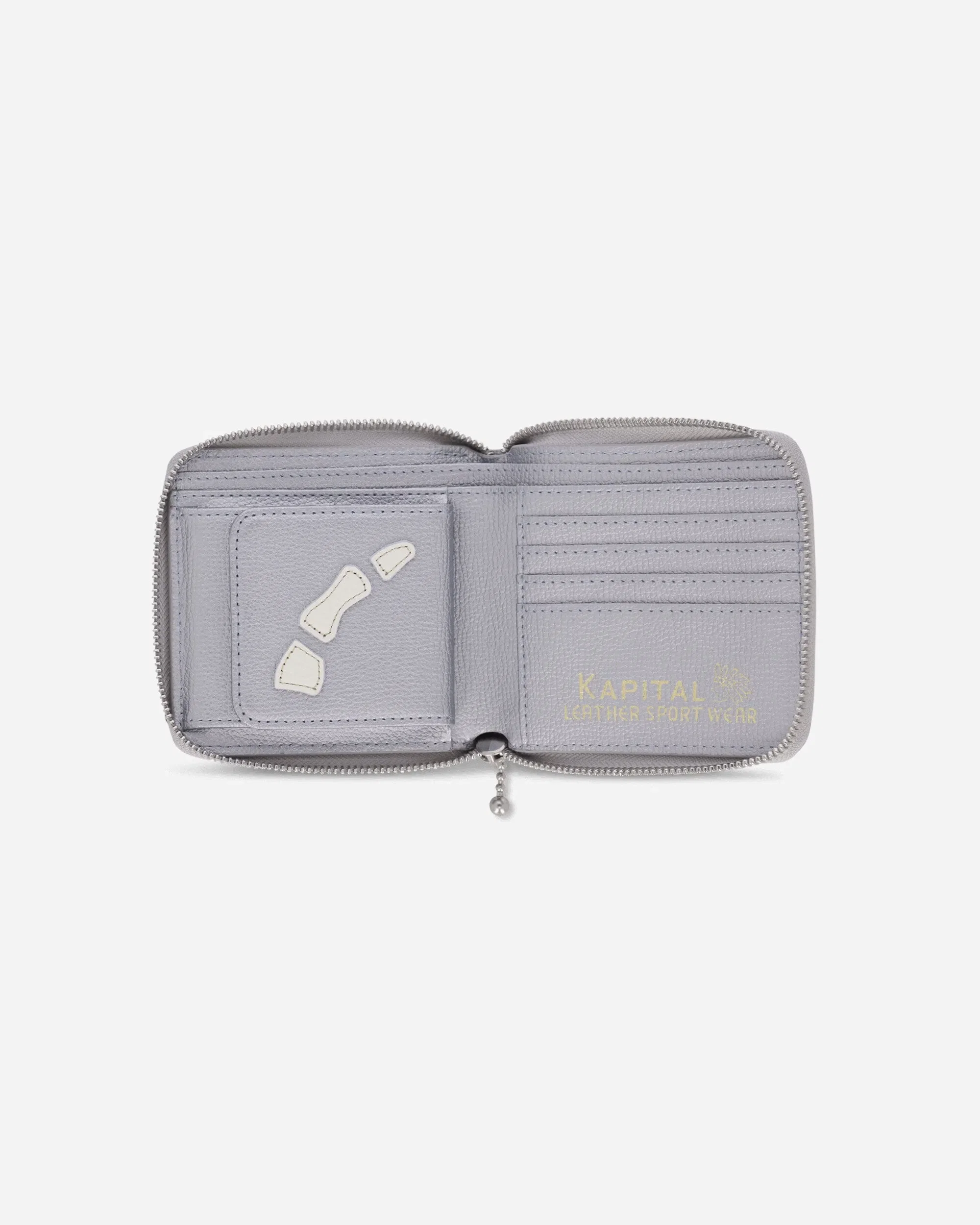 KAPITAL Thumb Up Bone Band Zip Wallet Silver