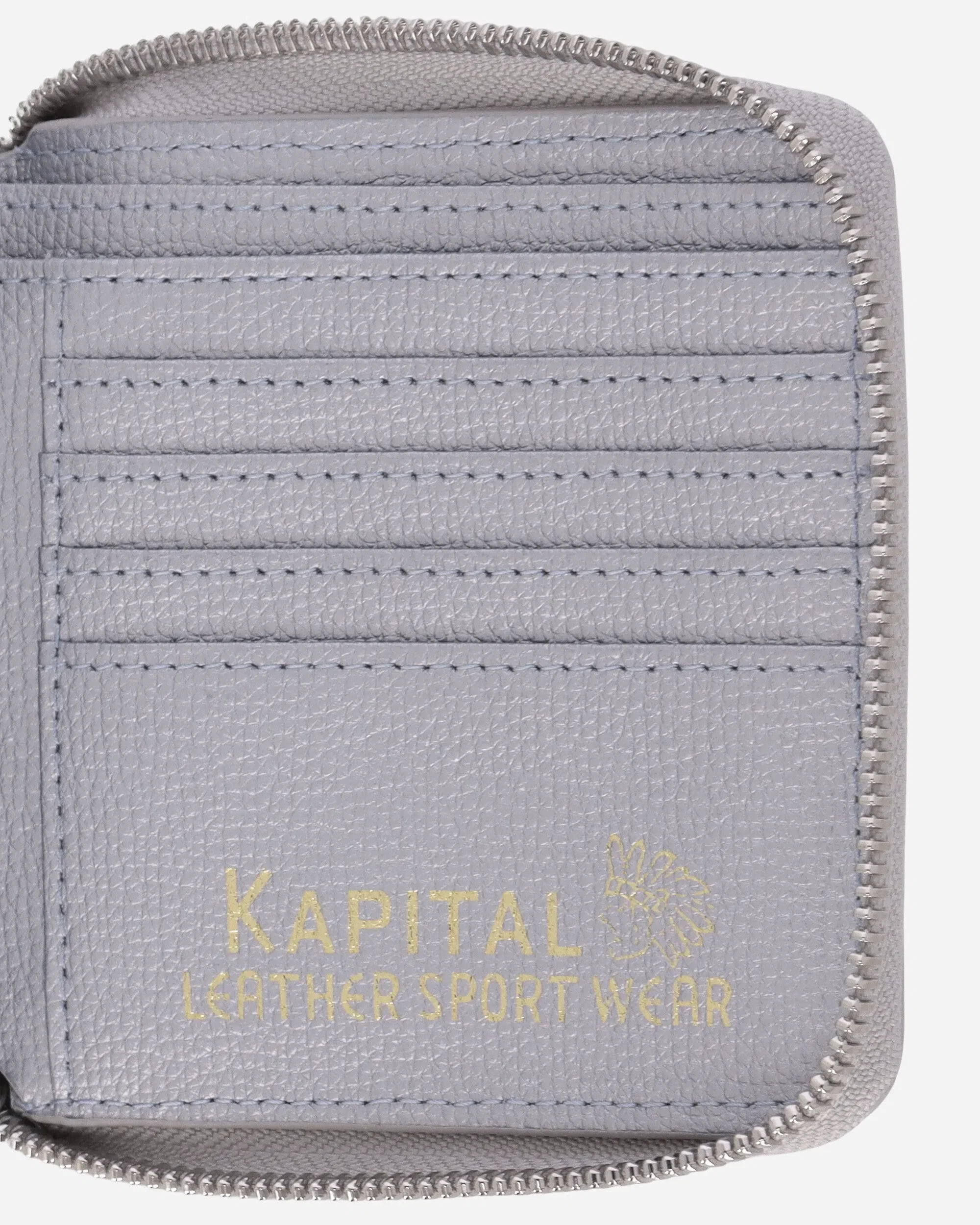 KAPITAL Thumb Up Bone Band Zip Wallet Silver