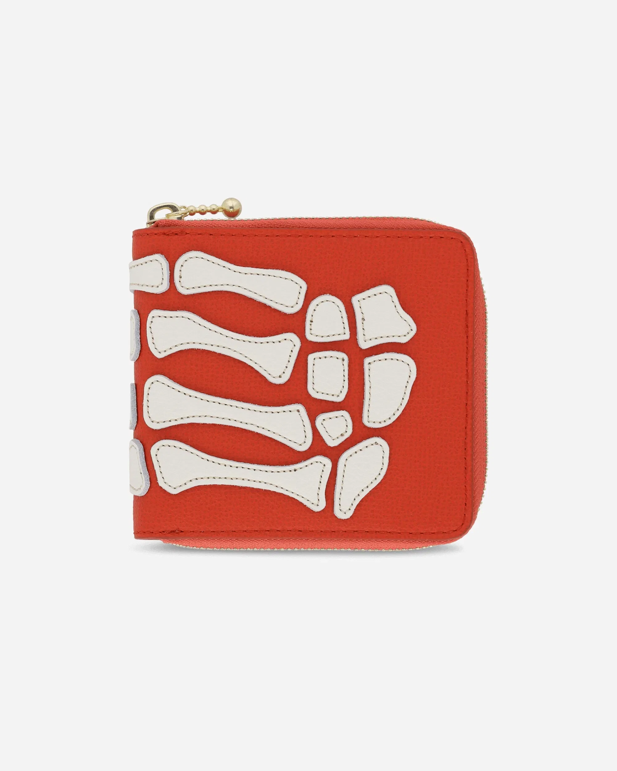 KAPITAL Thumb Up Bone Band Zip Wallet Red