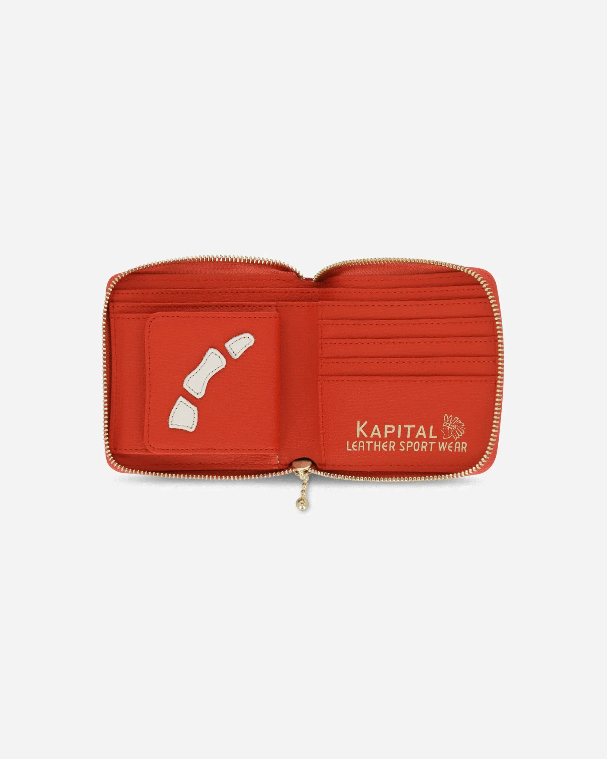 KAPITAL Thumb Up Bone Band Zip Wallet Red