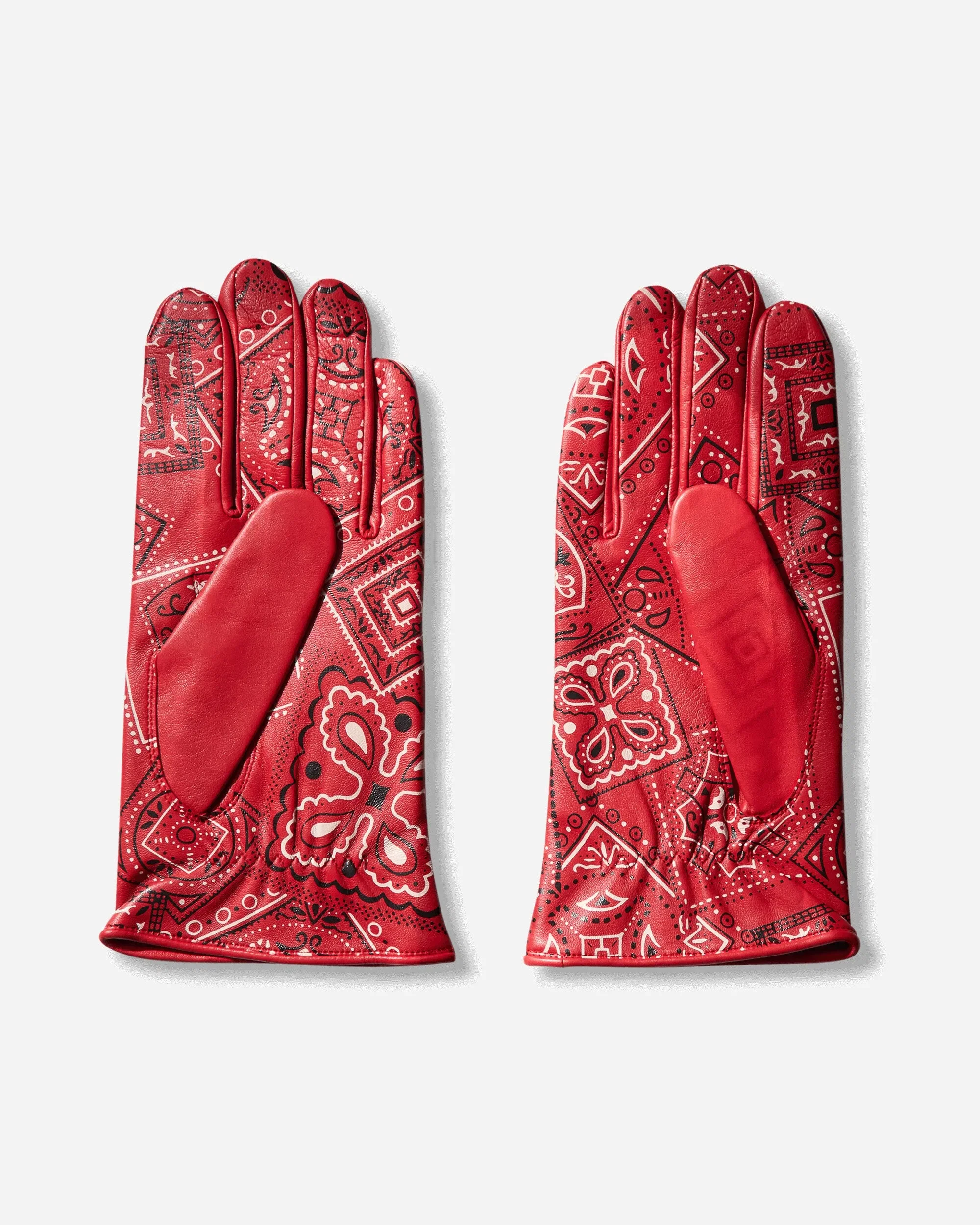 KAPITAL Leather Cookie Bandana Gloves Red