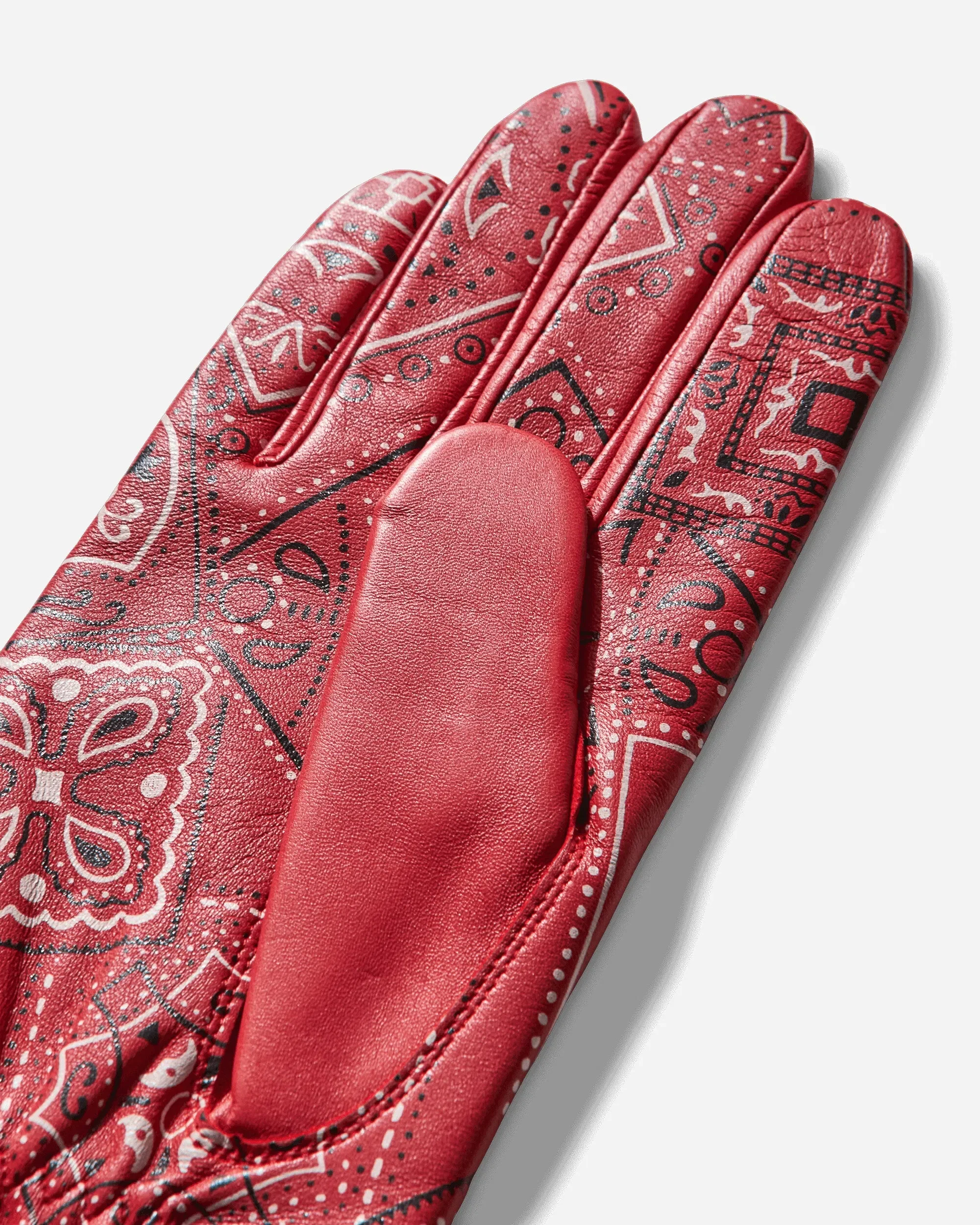 KAPITAL Leather Cookie Bandana Gloves Red