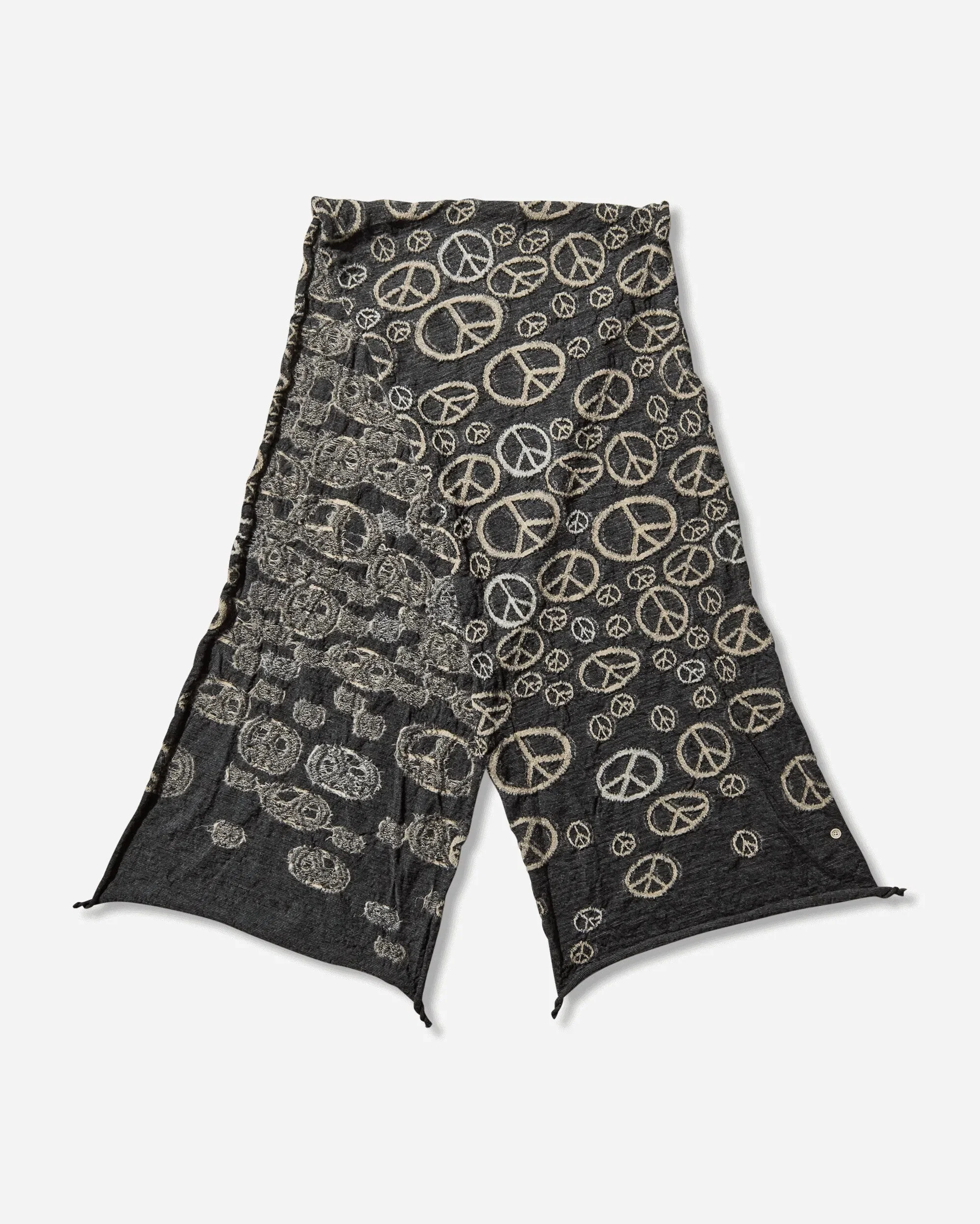 KAPITAL Fulling Wool Peace Mark Happy Scarf Black
